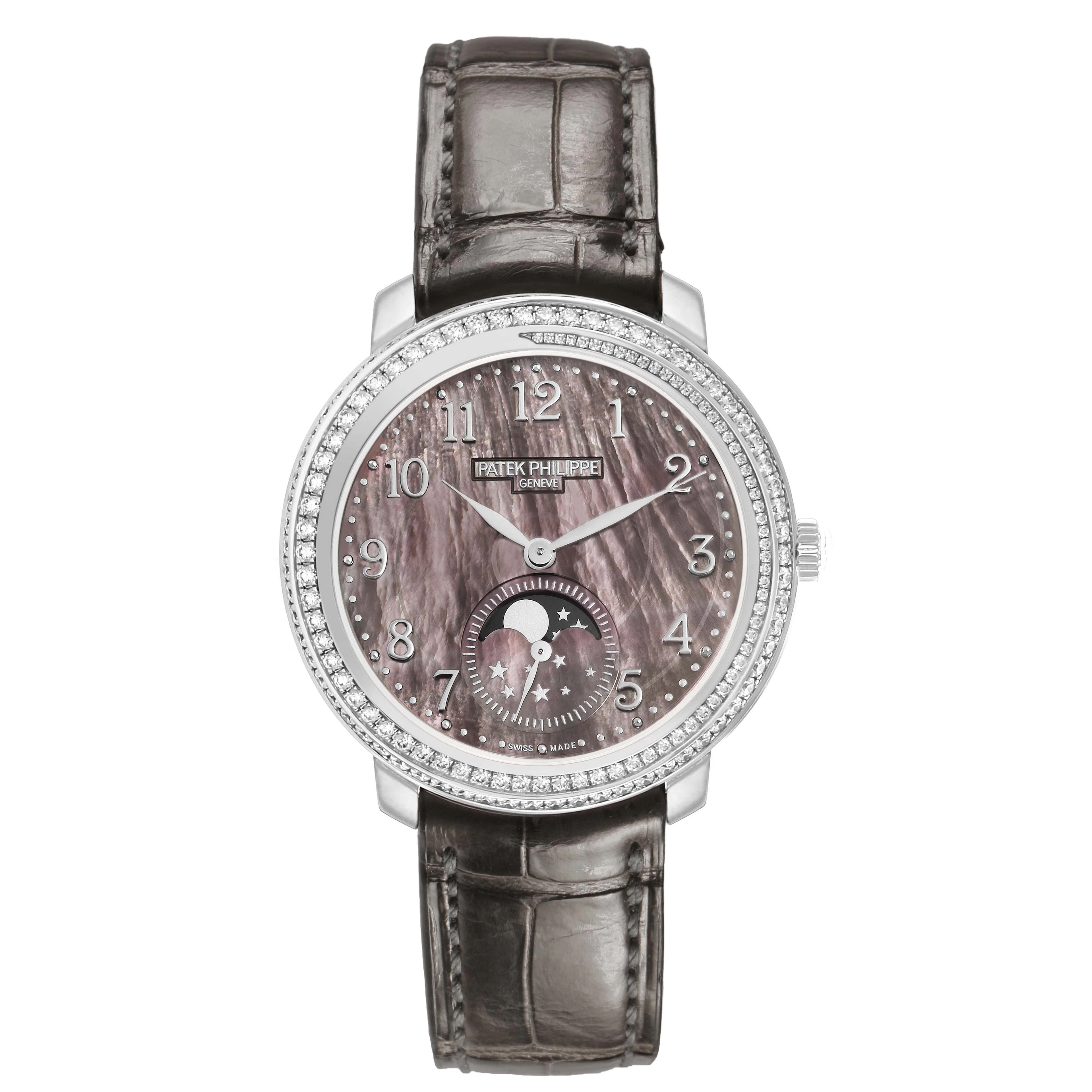 Complications (Reference 4968G). A 33.3mm white gold diamond-set manual