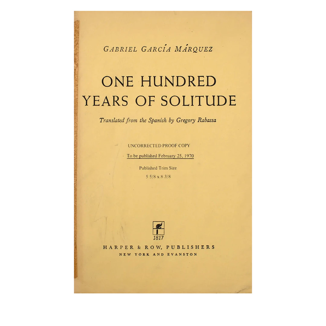 One Hundred Years of Solitude | Uncorrected Proof of the First American Edition