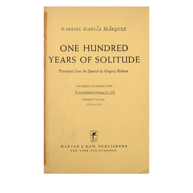 One Hundred Years of Solitude | Uncorrected Proof of the First American Edition