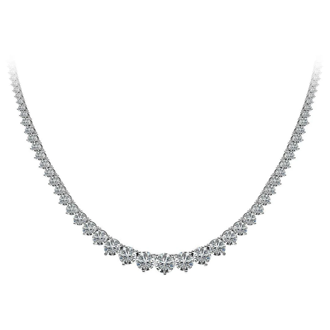 White Gold and 20.65ctw Round Brilliant Cut Diamond Rivière Tennis Necklace