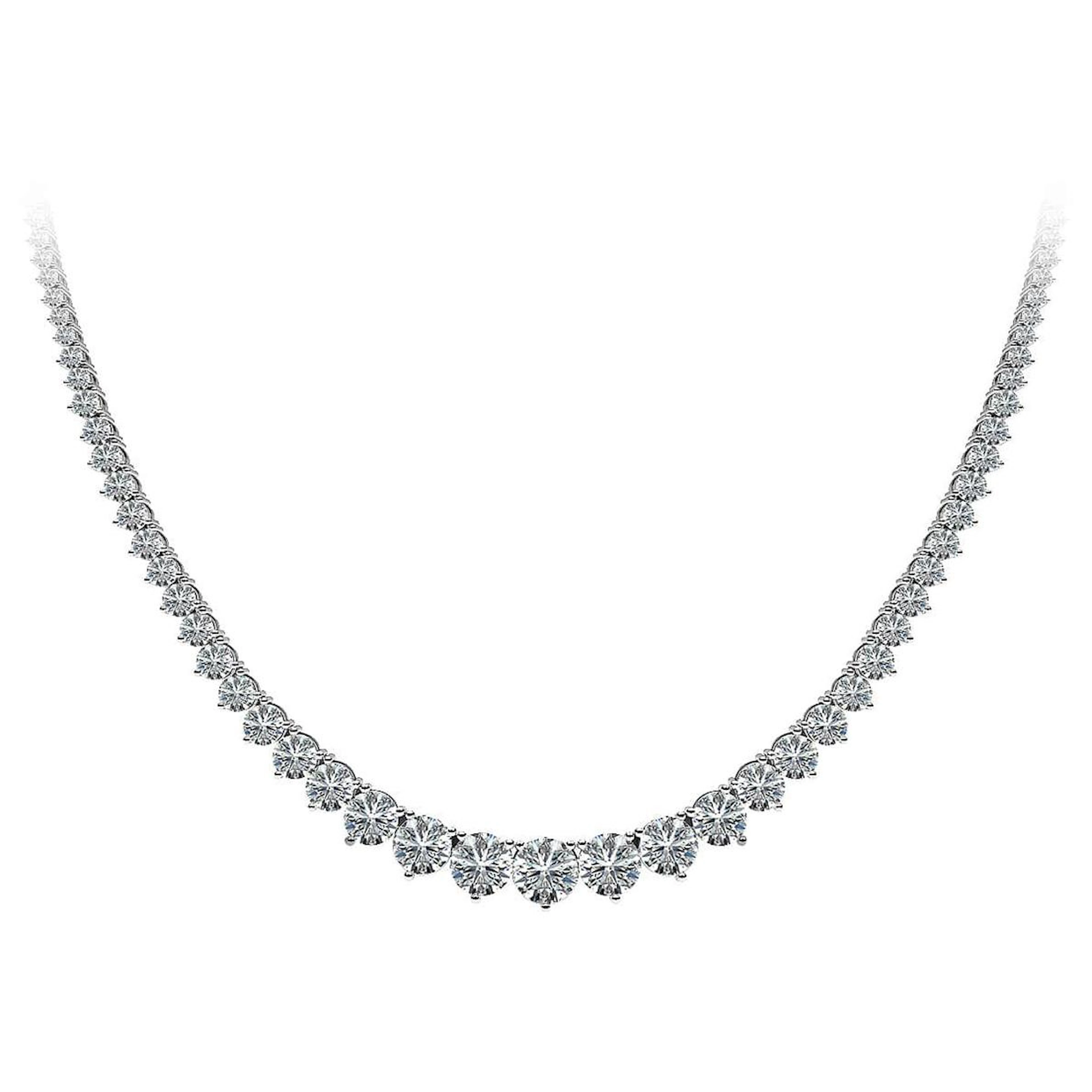White Gold and 20.65ctw Round Brilliant Cut Diamond Rivière Tennis Necklace