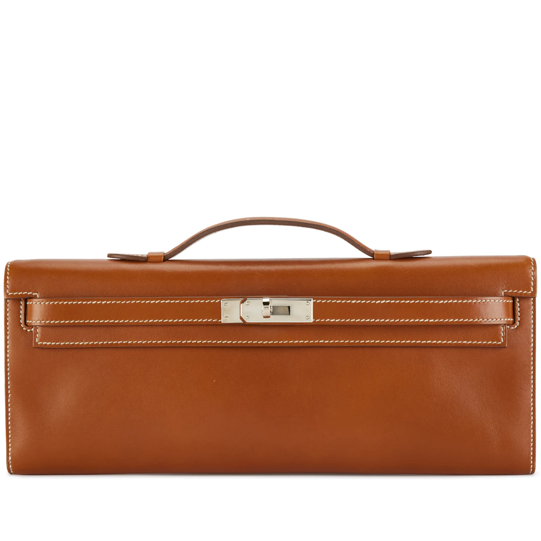 Fauve Tadelakt Kelly Cut Clutch Palladium Hardware, 2008