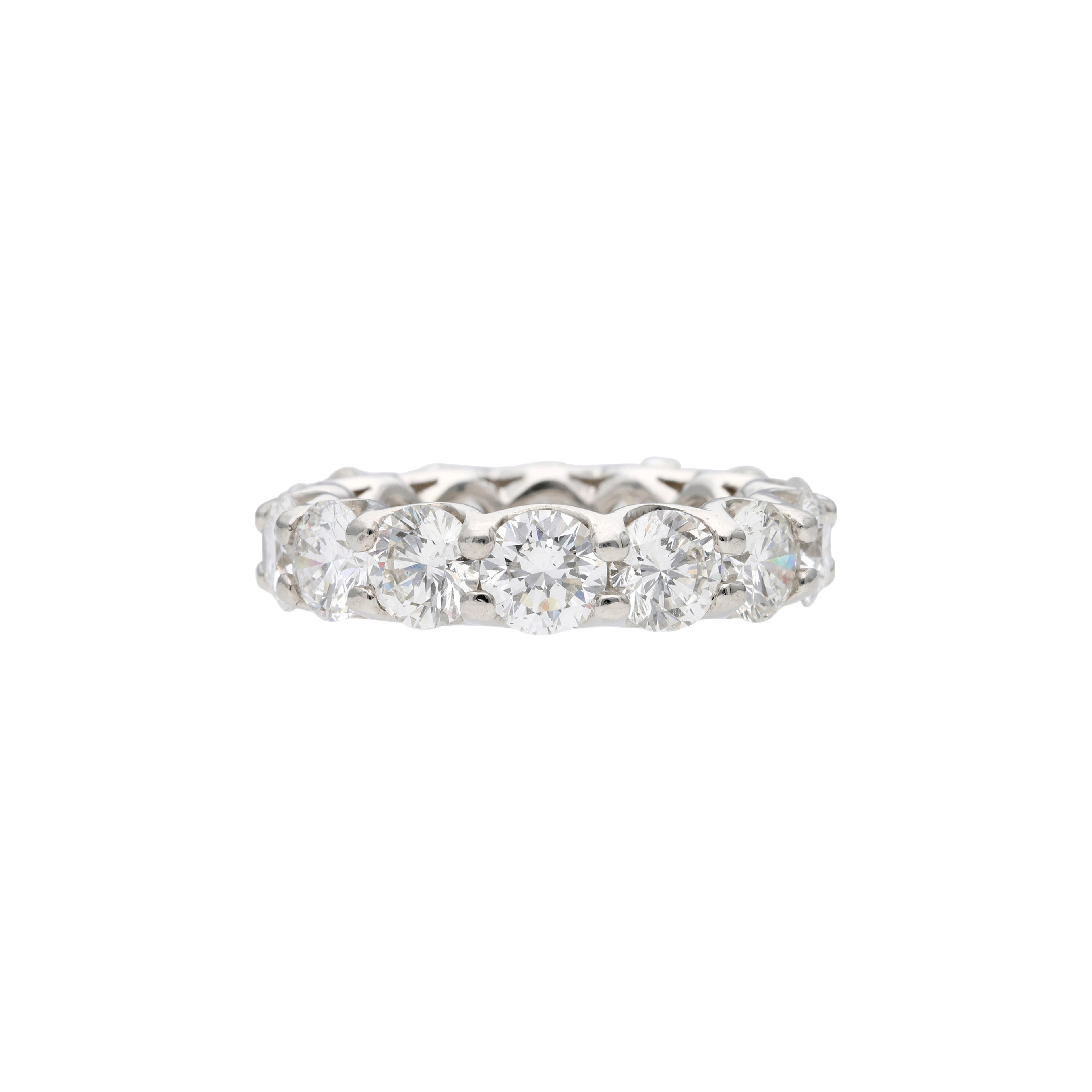 Platinum and 6.50ctw Round Brilliant Cut Diamond Eternity Band Ring