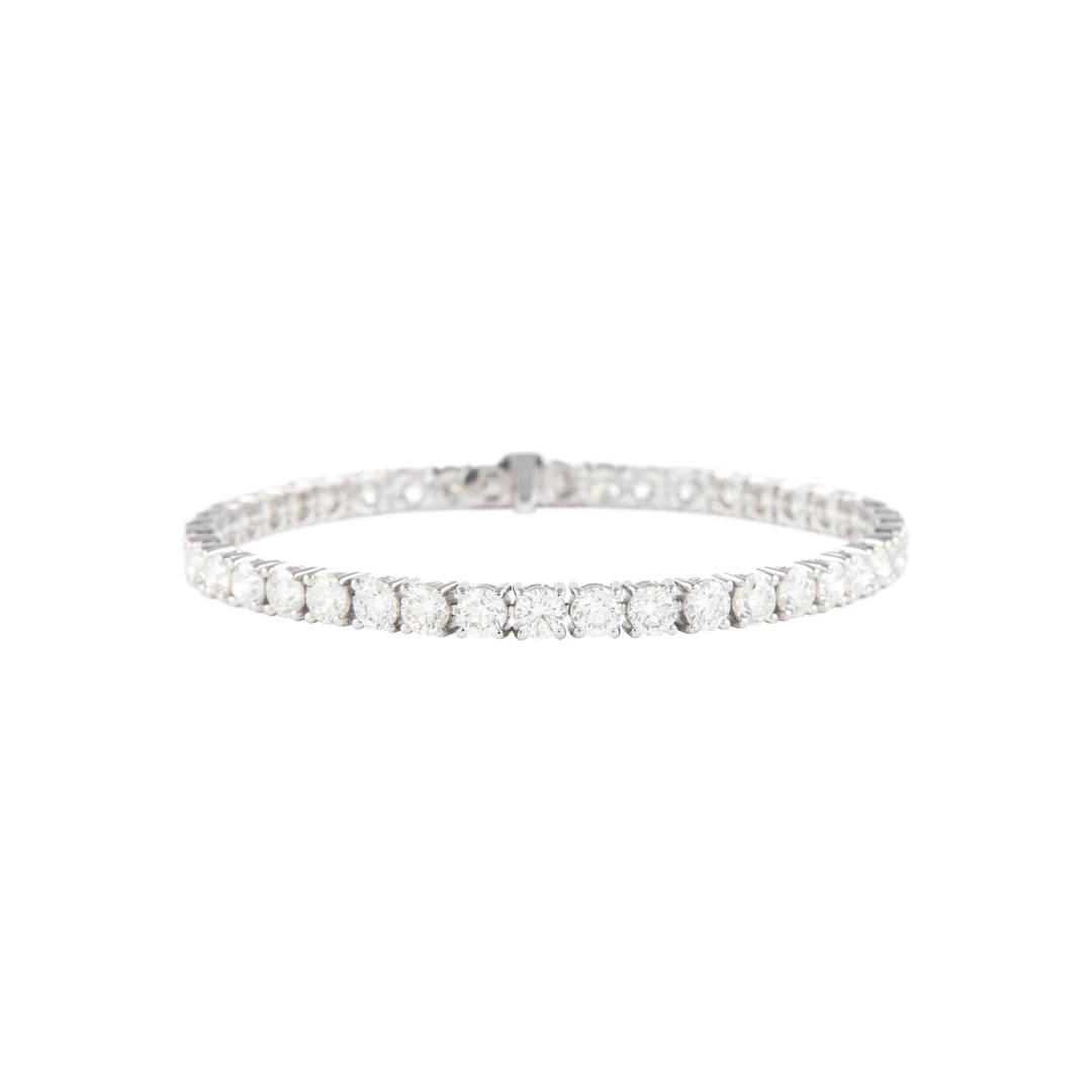 White Gold and 10.10ctw Round Brilliant Cut Diamond Tennis Bracelet