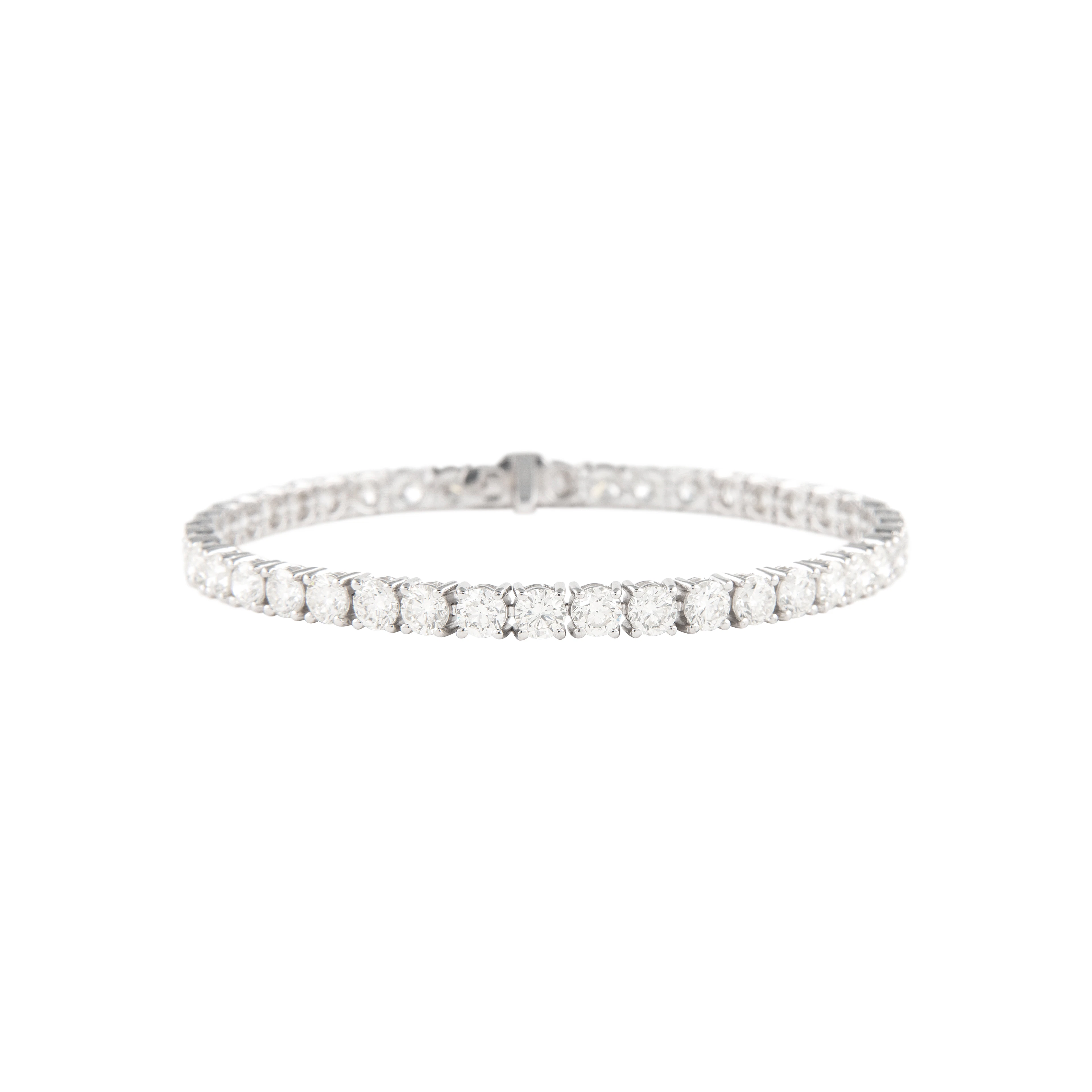 White Gold and 10.10ctw Round Brilliant Cut Diamond Tennis Bracelet