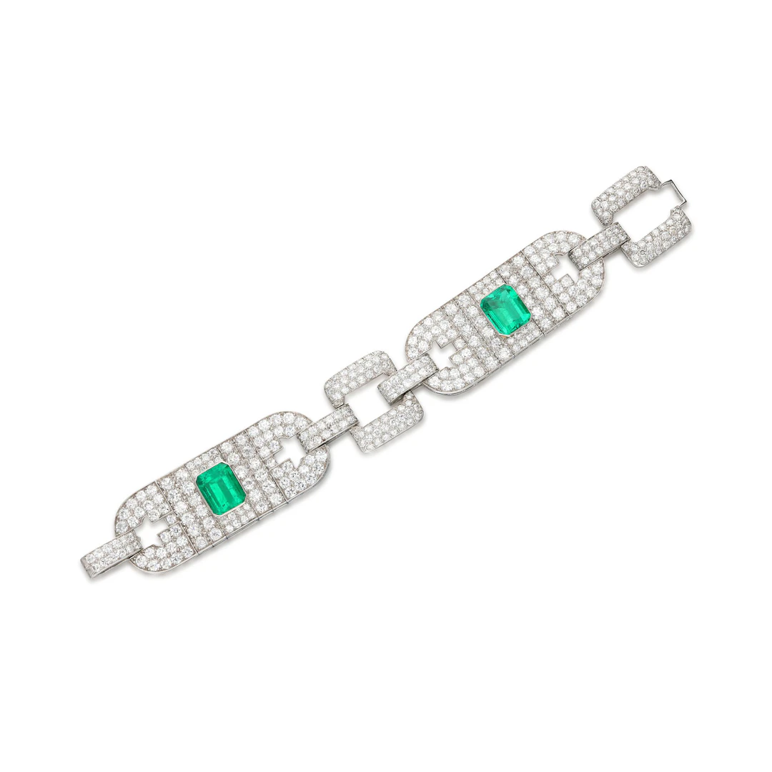 Platinum, Colombian Emerald and Diamond Bracelet