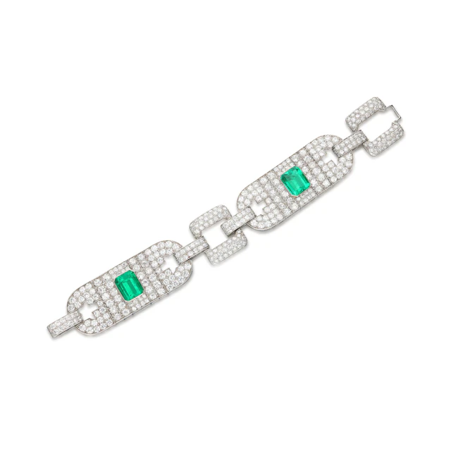 Platinum, Colombian Emerald and Diamond Bracelet