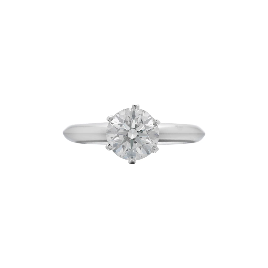 Platinum and 1.07ct Round Brilliant Cut Diamond Engagement Ring