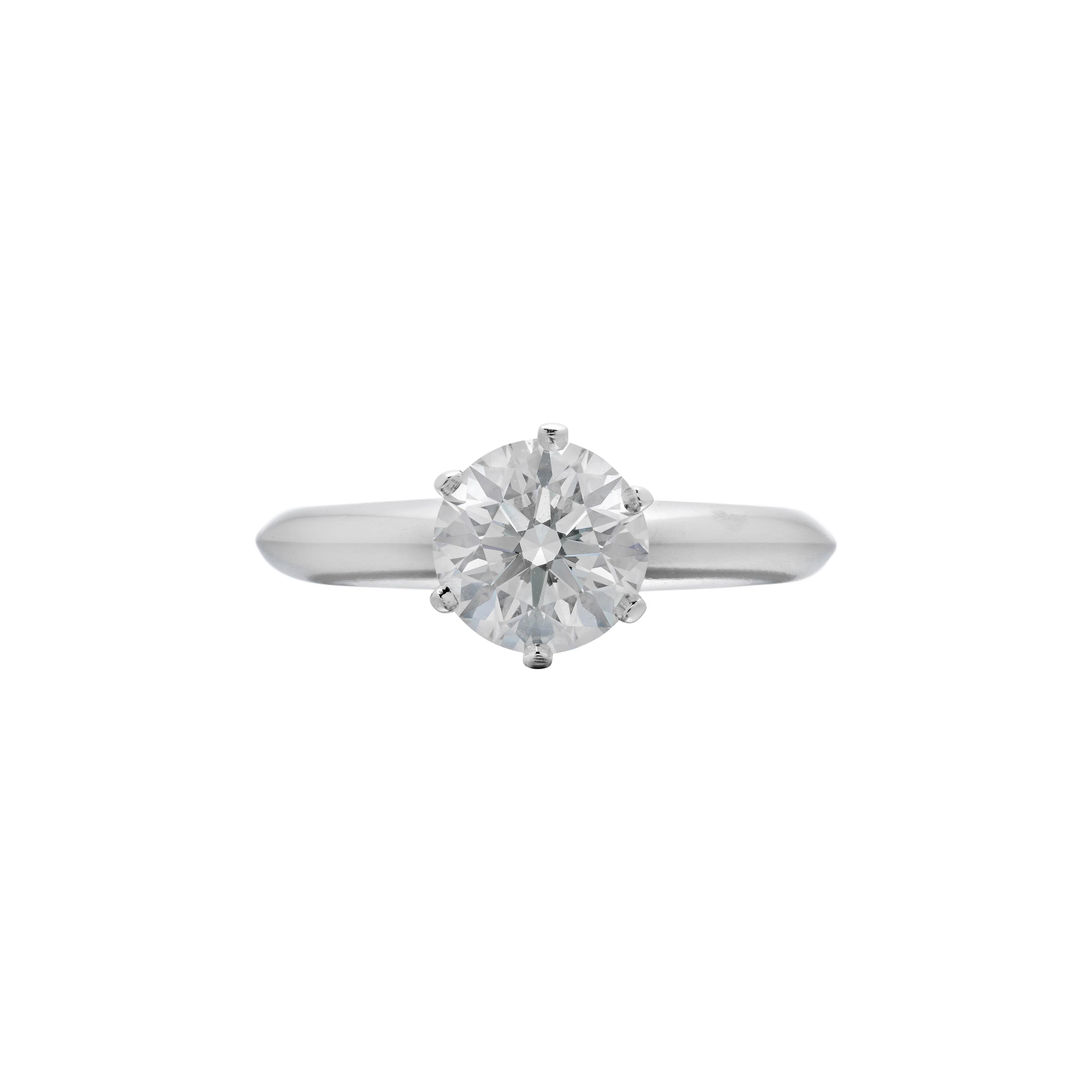 Platinum and 1.07ct Round Brilliant Cut Diamond Engagement Ring