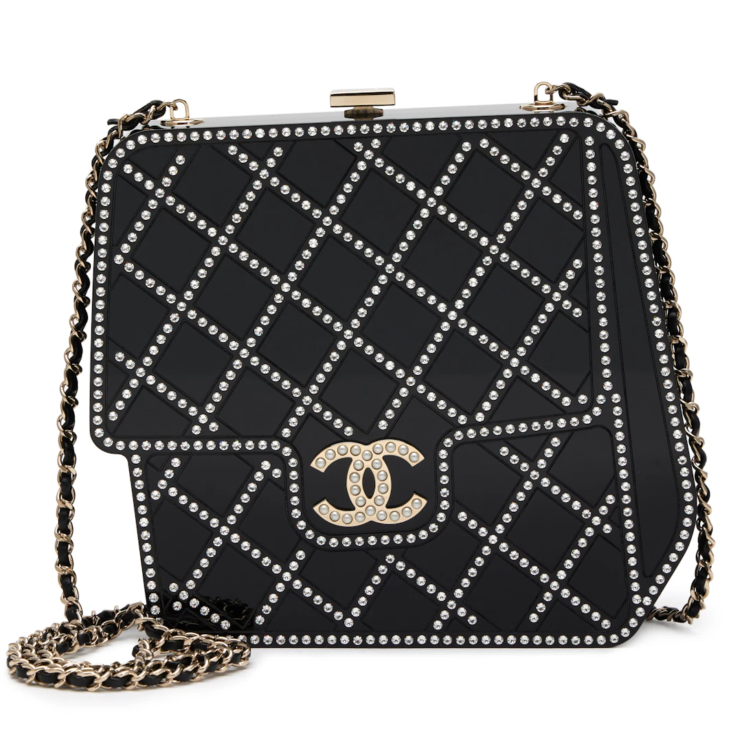 Black Plexiglass, Imitation Pearls, and Clear Crystals Paris-Cosmopolite