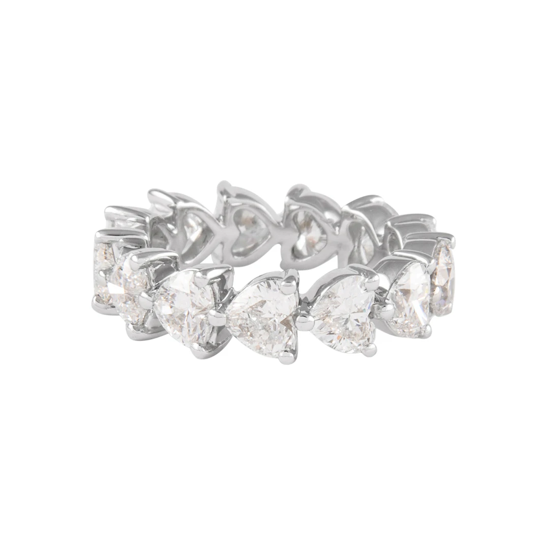 Platinum and 4.00ctw Heart Shape Diamond Eternity Band Ring