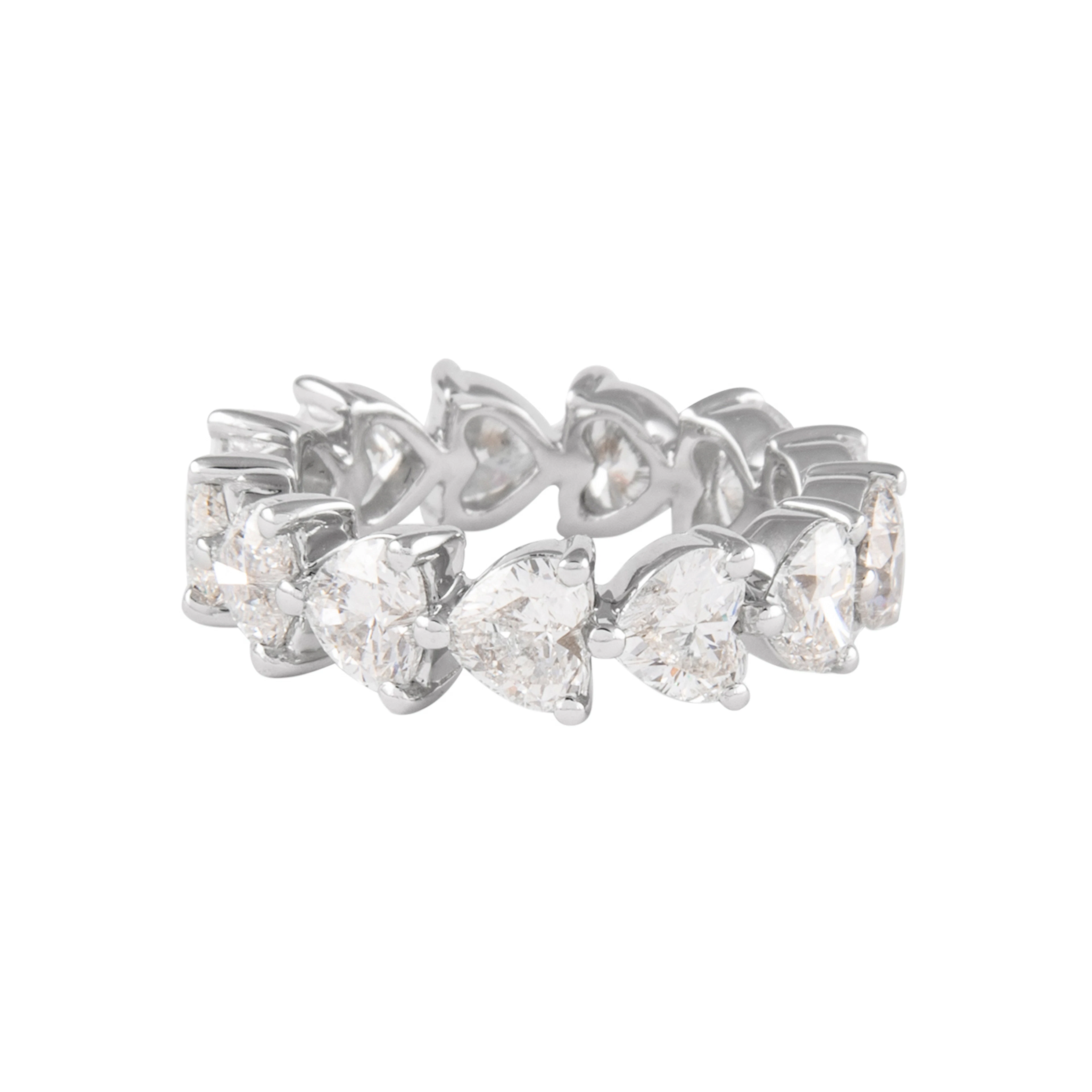 Platinum and 4.00ctw Heart Shape Diamond Eternity Band Ring