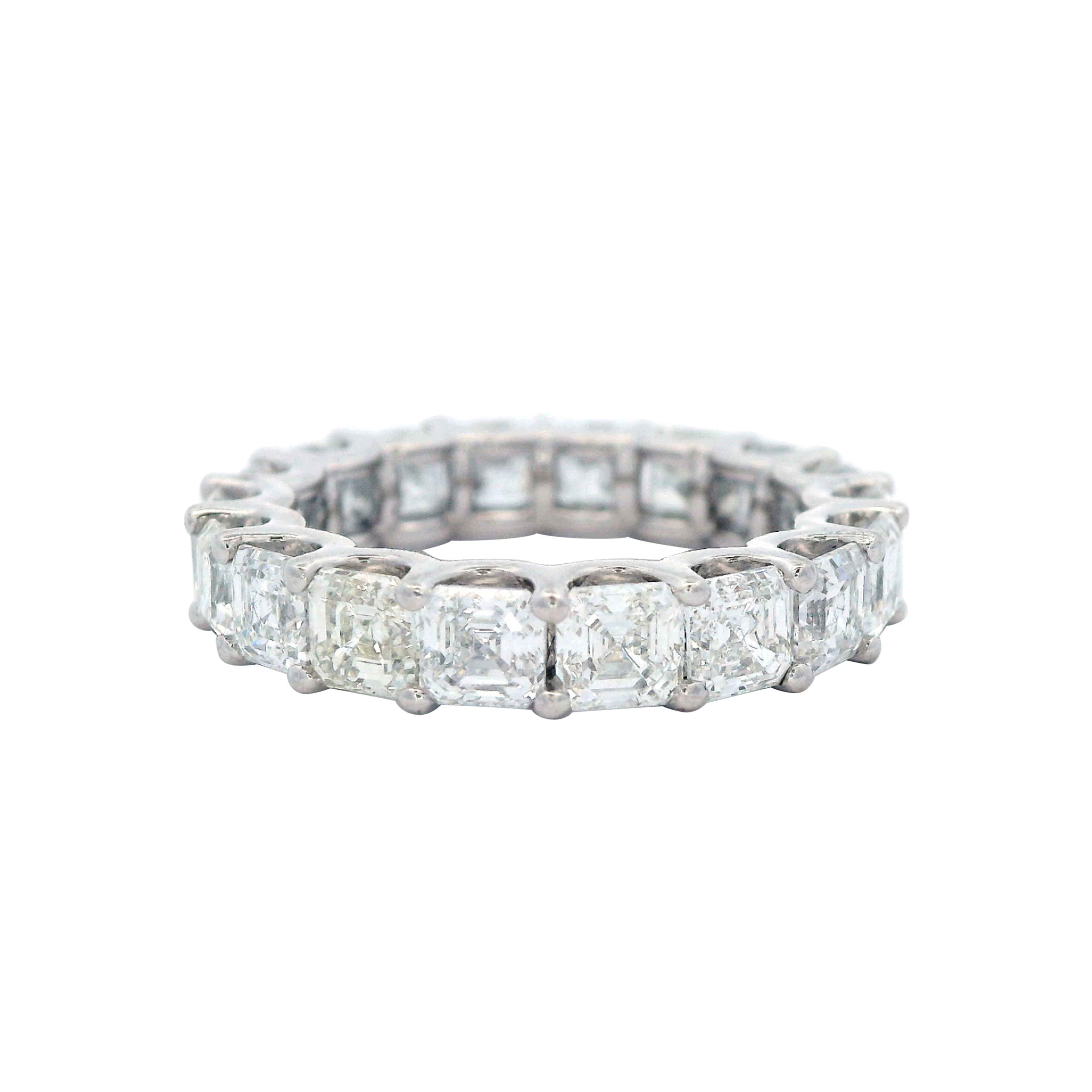 White Gold and 5.50ctw Asscher Cut Diamond Eternity Band Ring