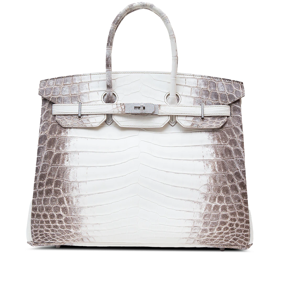 White Matte Niloticus Crocodile Himalaya Birkin 35, 18K White Gold