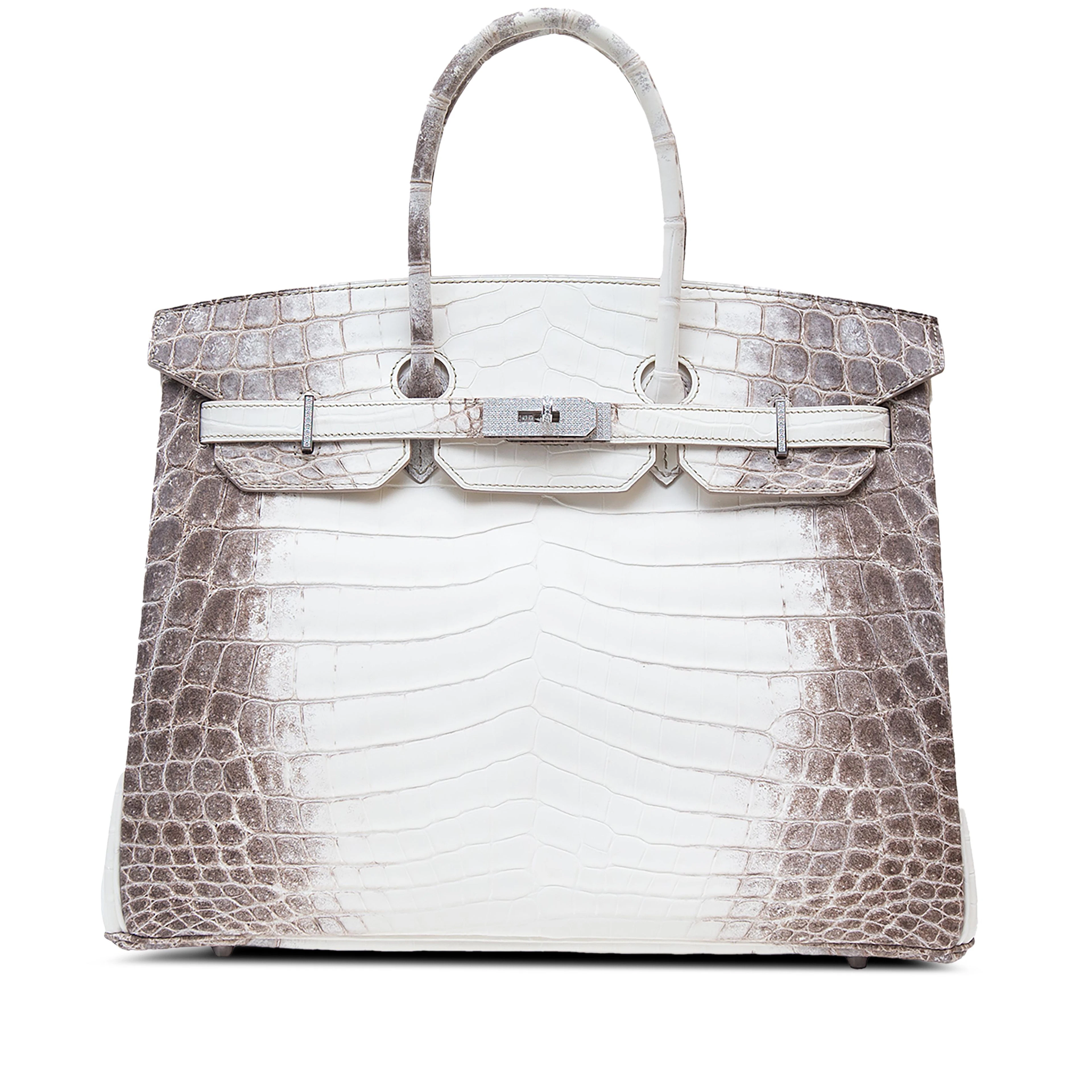 White Matte Niloticus Crocodile Himalaya Birkin 35, 18K White Gold