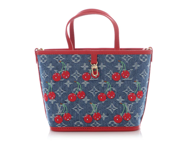 Takashi Murakami Denim Monogram Cerises Inside Out BB Bandouliere