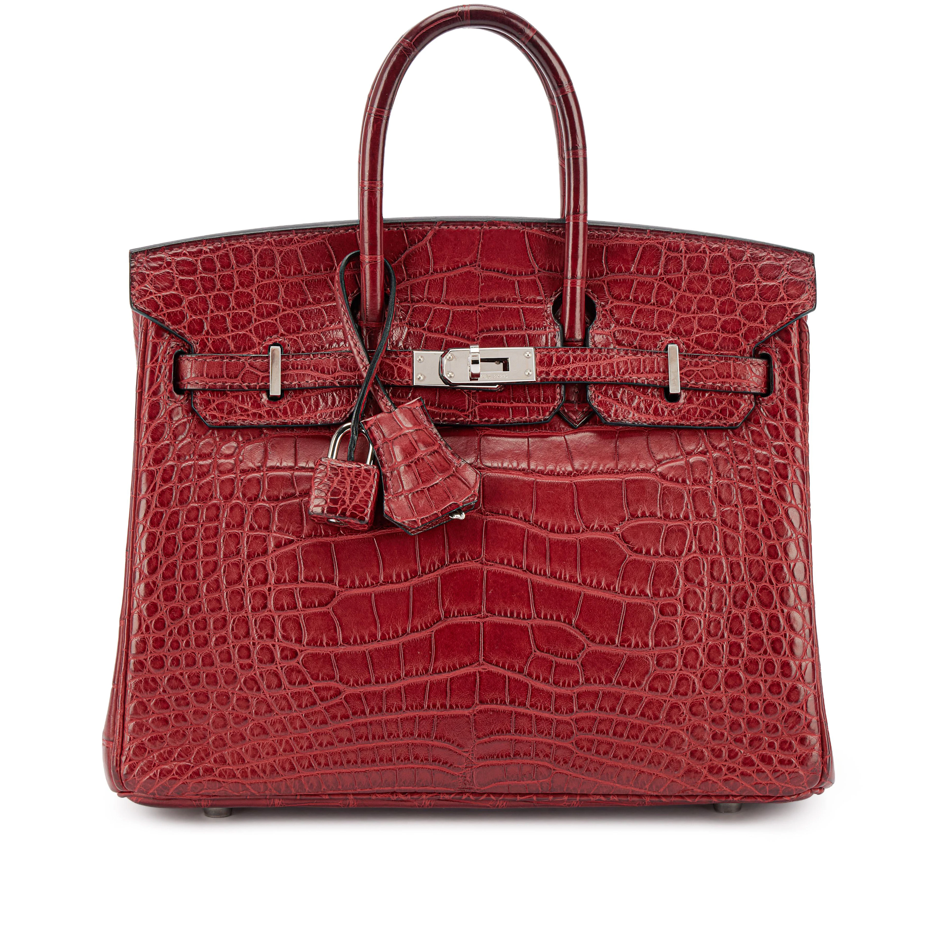 Rouge H Matte Alligator Birkin 25 Palladium Hardware, 2008