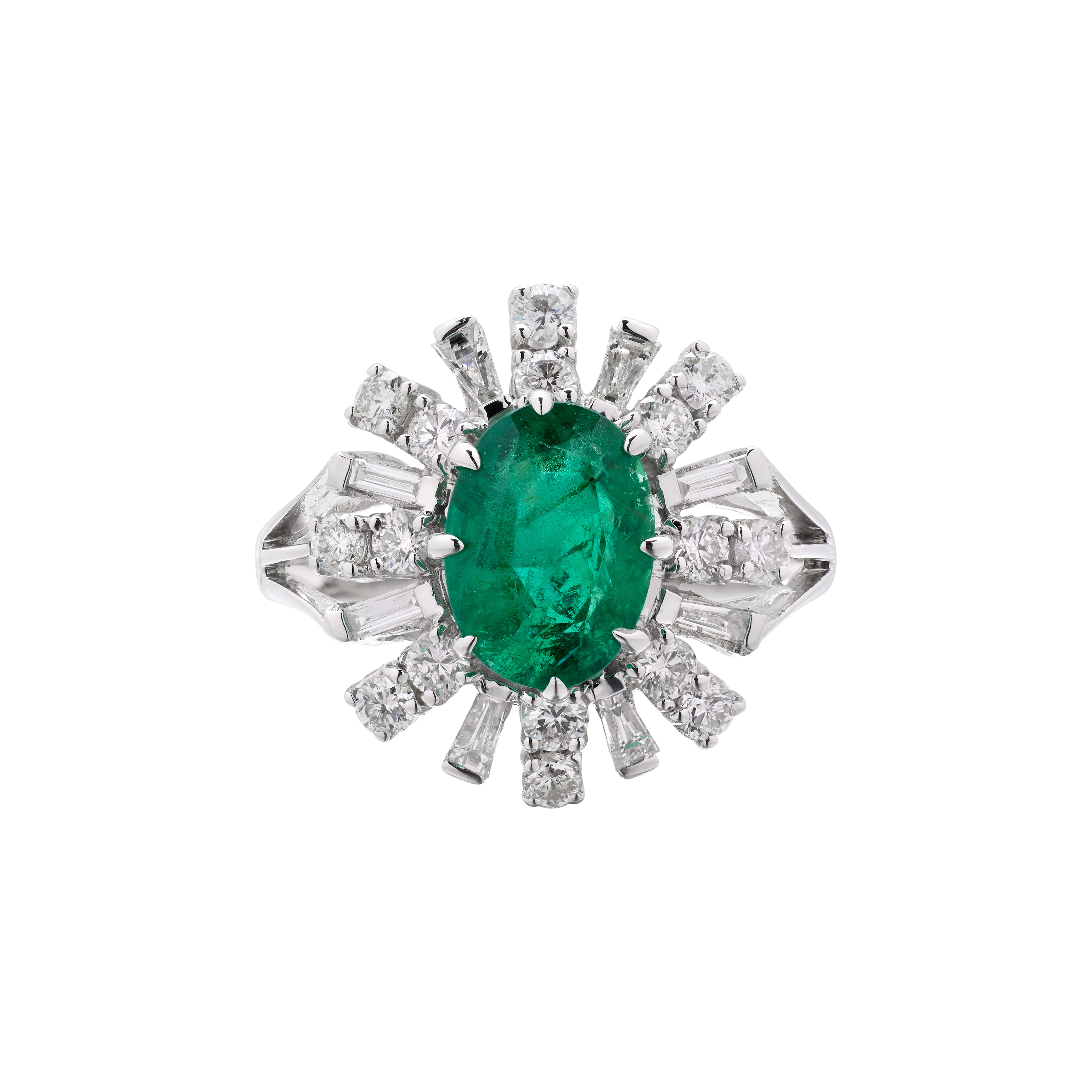 White Gold, 1.79ct Zambian Emerald and Diamond Ring