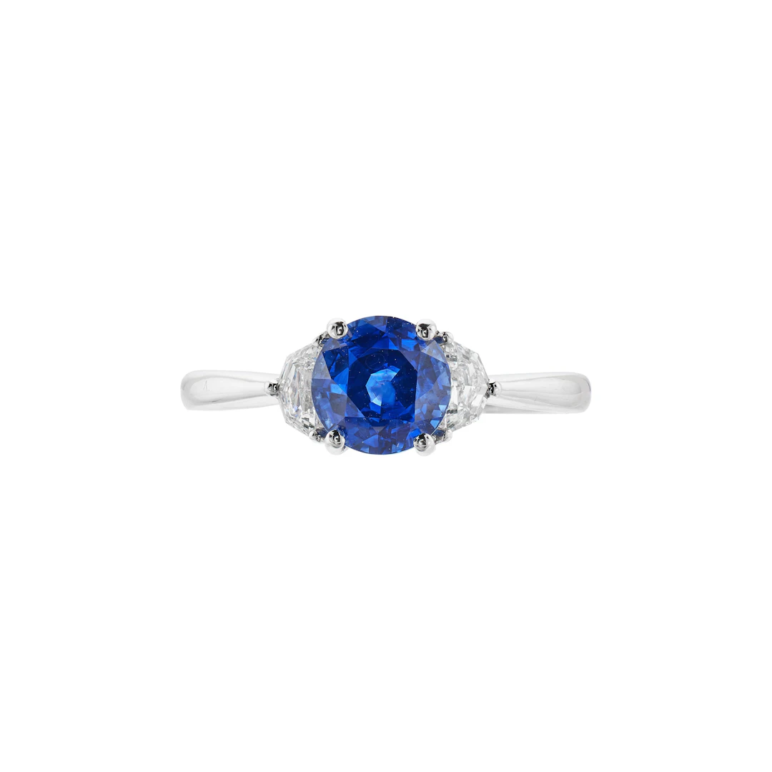 White Gold, 1.83ct Madagascar Sapphire and Diamond Ring
