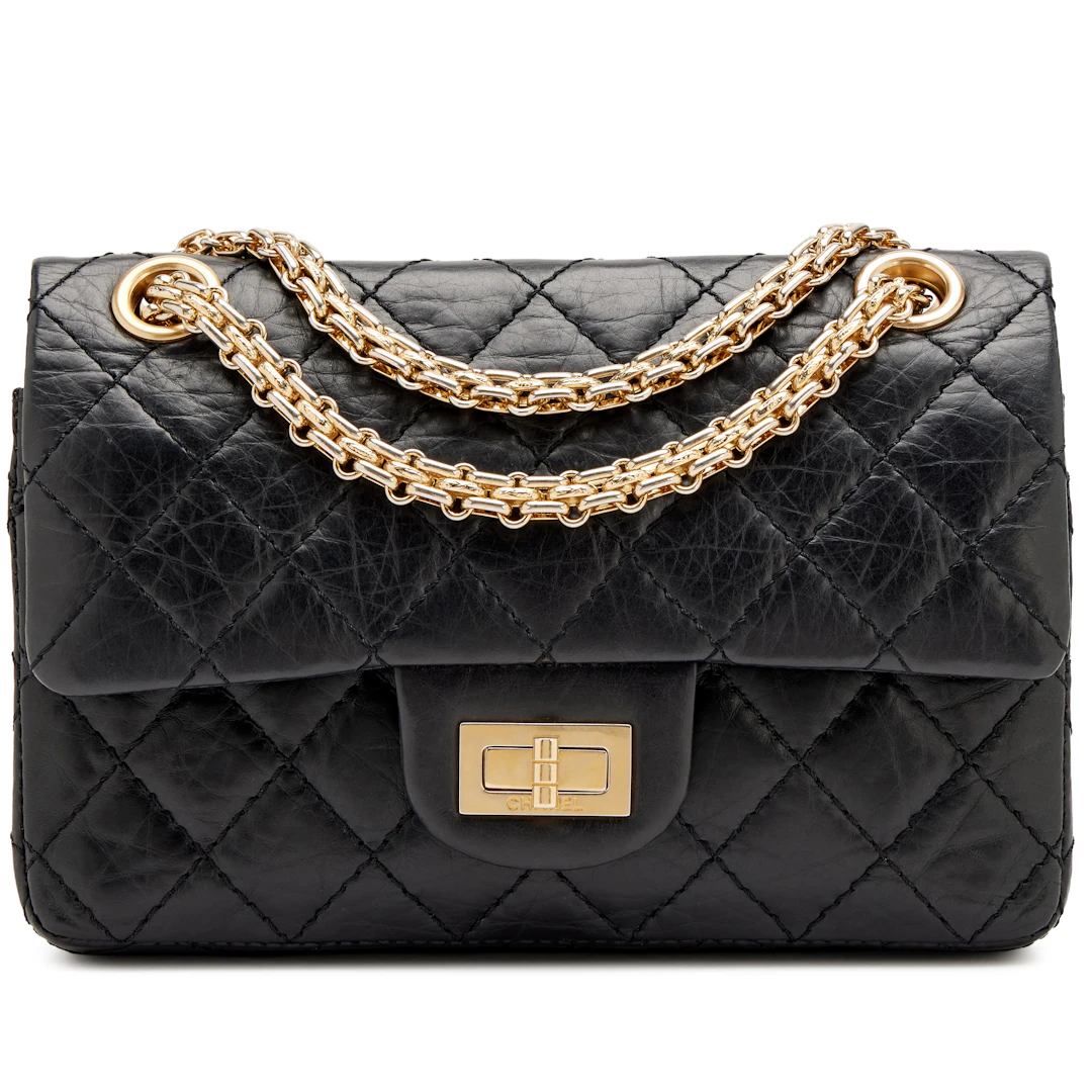 Black Quilted Aged Calfskin 224 Mini 2.55 Reissue Flap Aged Gold Hardware, 2005