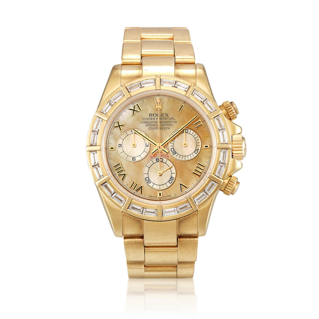 Cosmograph Daytona (Reference 116568). A 40mm yellow gold diamond-set
