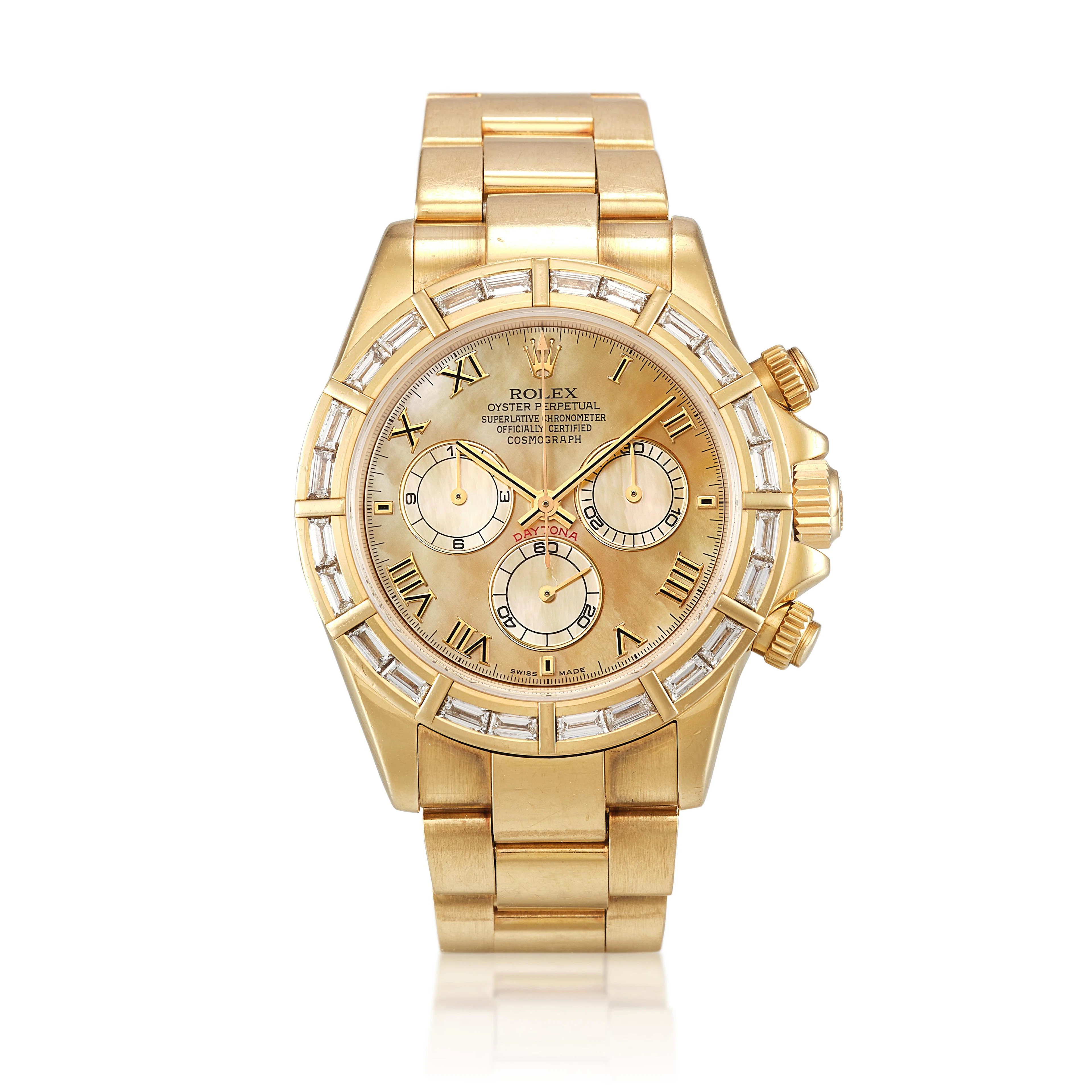 Cosmograph Daytona (Reference 116568). A 40mm yellow gold diamond-set