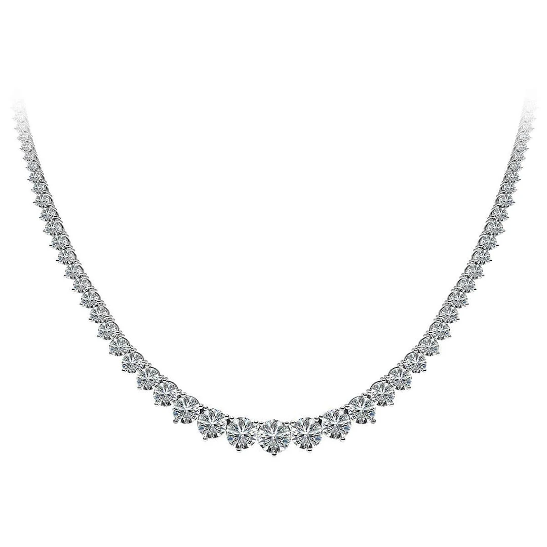 White Gold and 15.15ctw Round Brilliant Cut Diamond Rivière Necklace