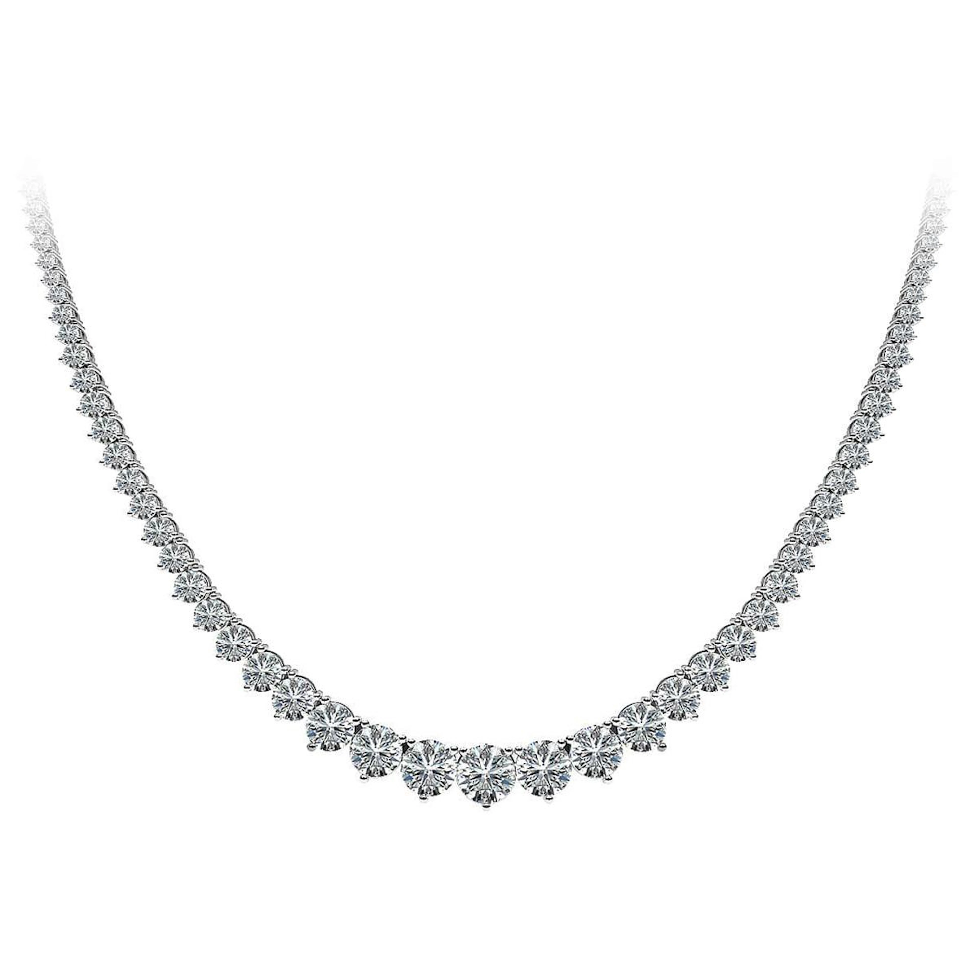 White Gold and 15.15ctw Round Brilliant Cut Diamond Rivière Necklace