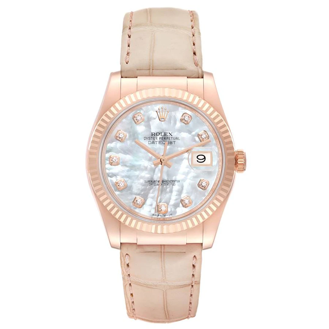 Datejust (Reference 116135). A 36mm rose gold diamond-set automatic