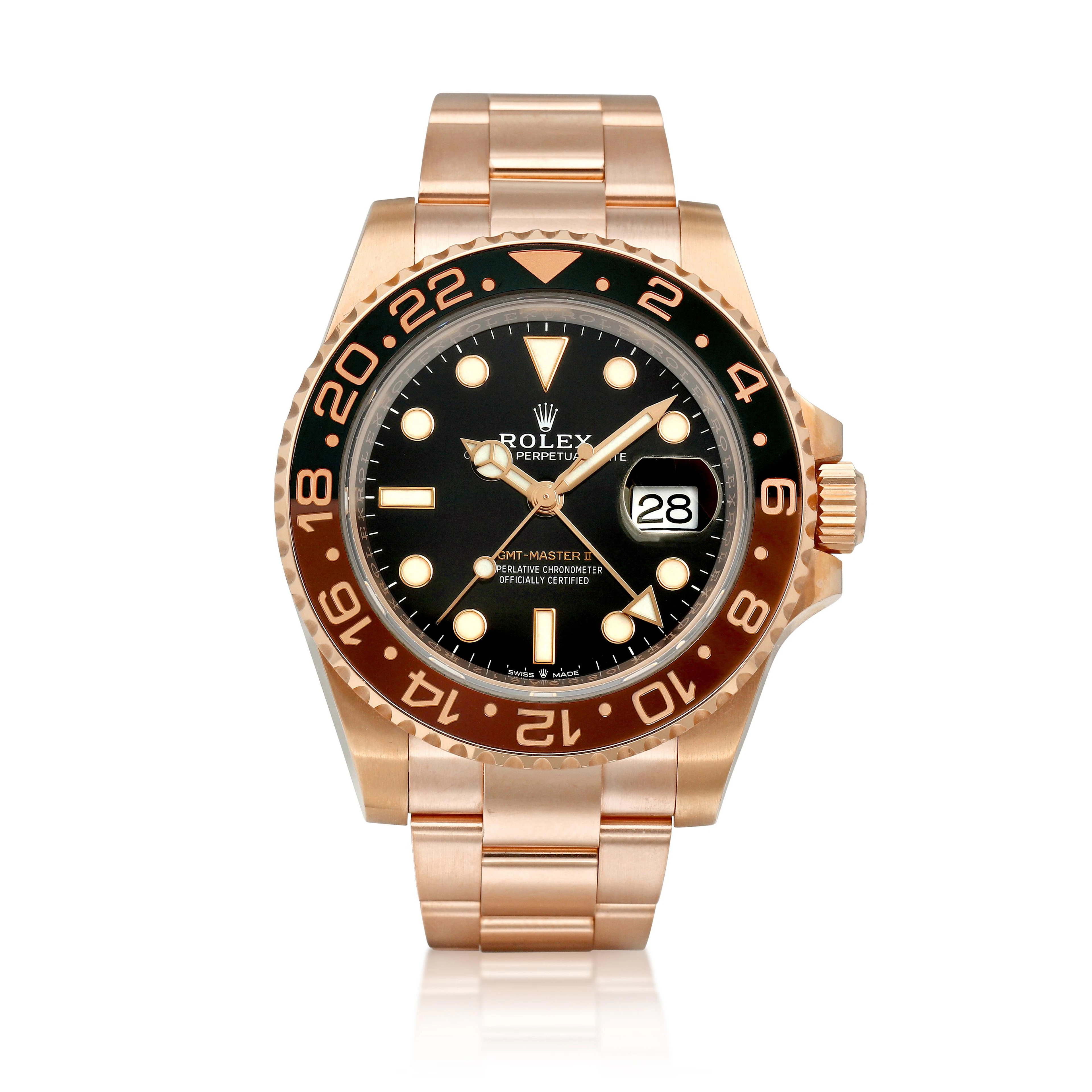 GMT-Master II 'Root beer' (Reference 126715CHNR). A 40mm pink gold