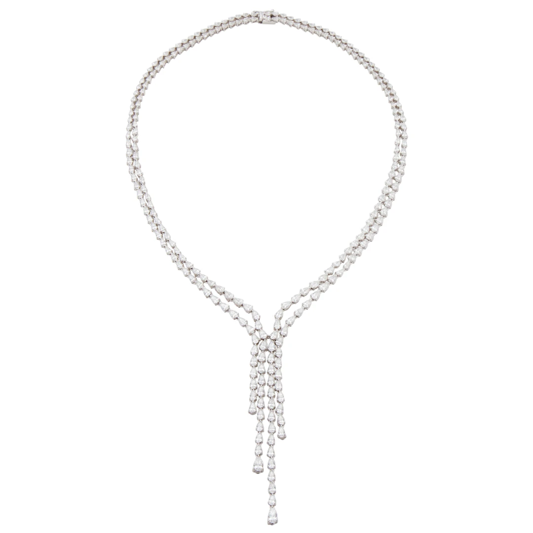 White Gold and 20.60ctw Pear Shape Diamond Lariat Necklace