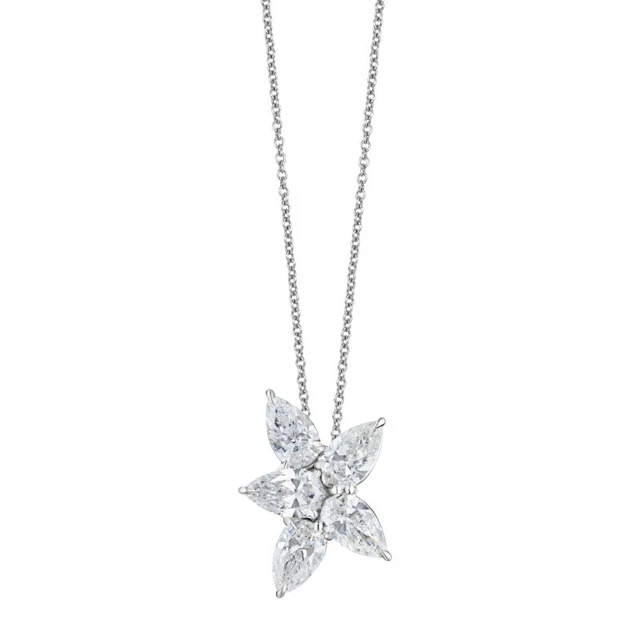 Platinum and 2.50ctw Diamond Cluster Pendant Necklace