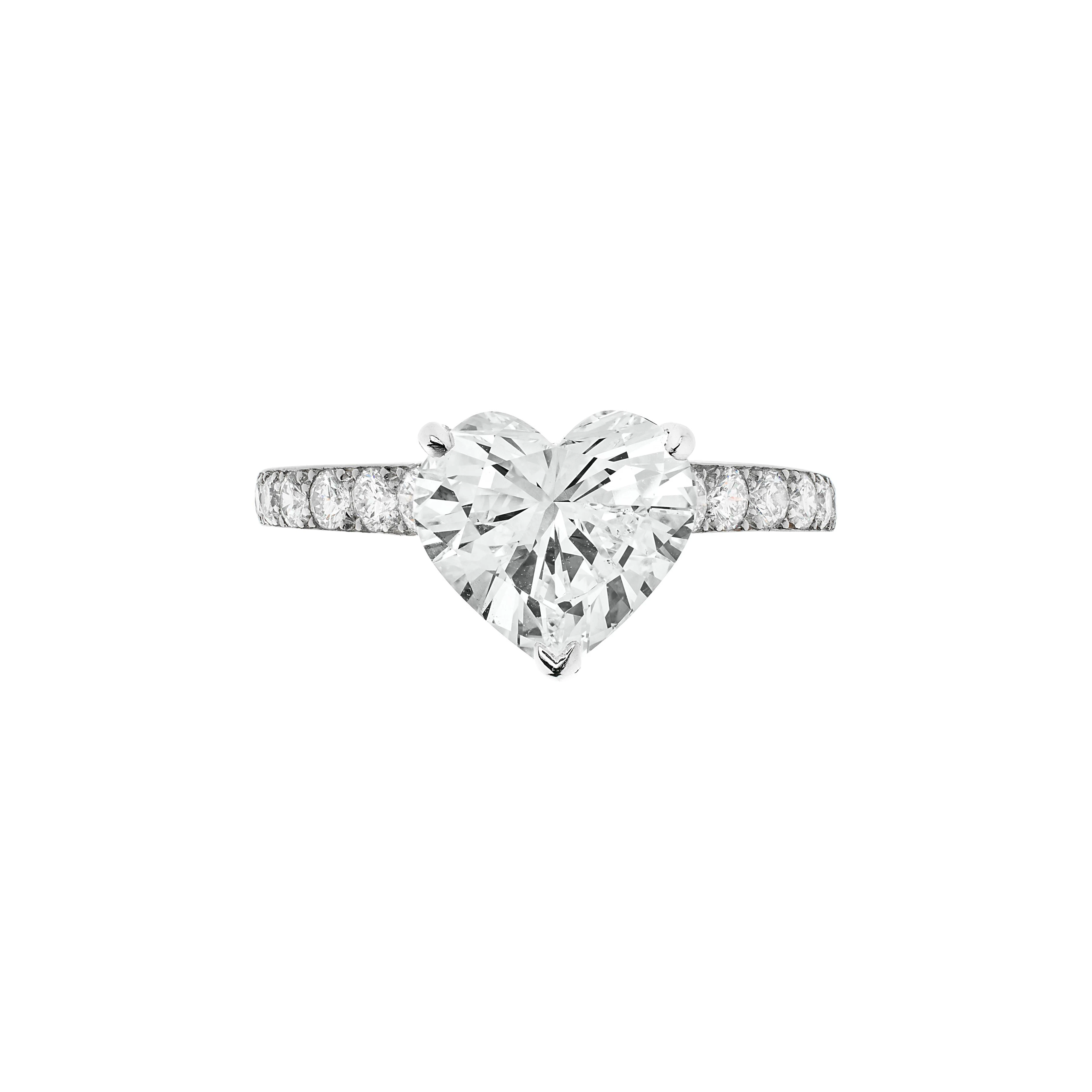 Platinum, 3.01ct Heart Shape Diamond and Diamond Engagement Ring