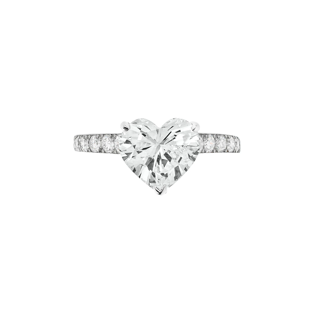 Platinum, 3.01ct Heart Shape Diamond and Diamond Engagement Ring