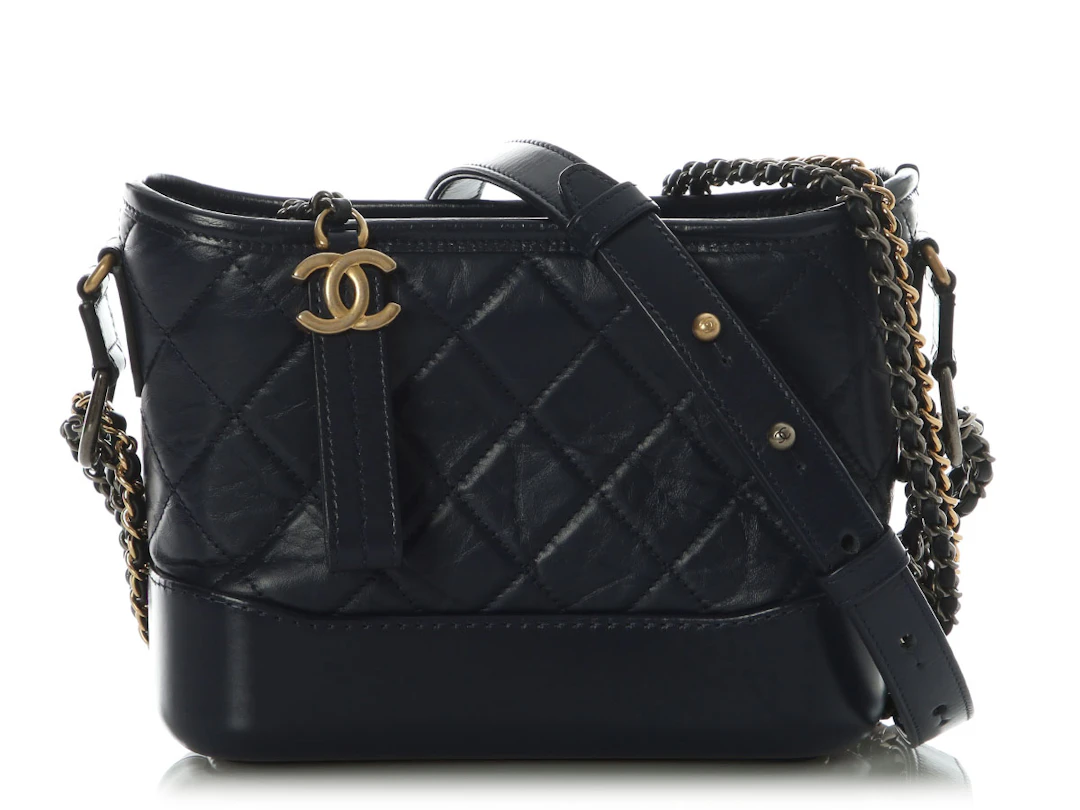 Navy Aged Quilted Calfskin Small Gabrielle Mixed Hardware, 2018-2019