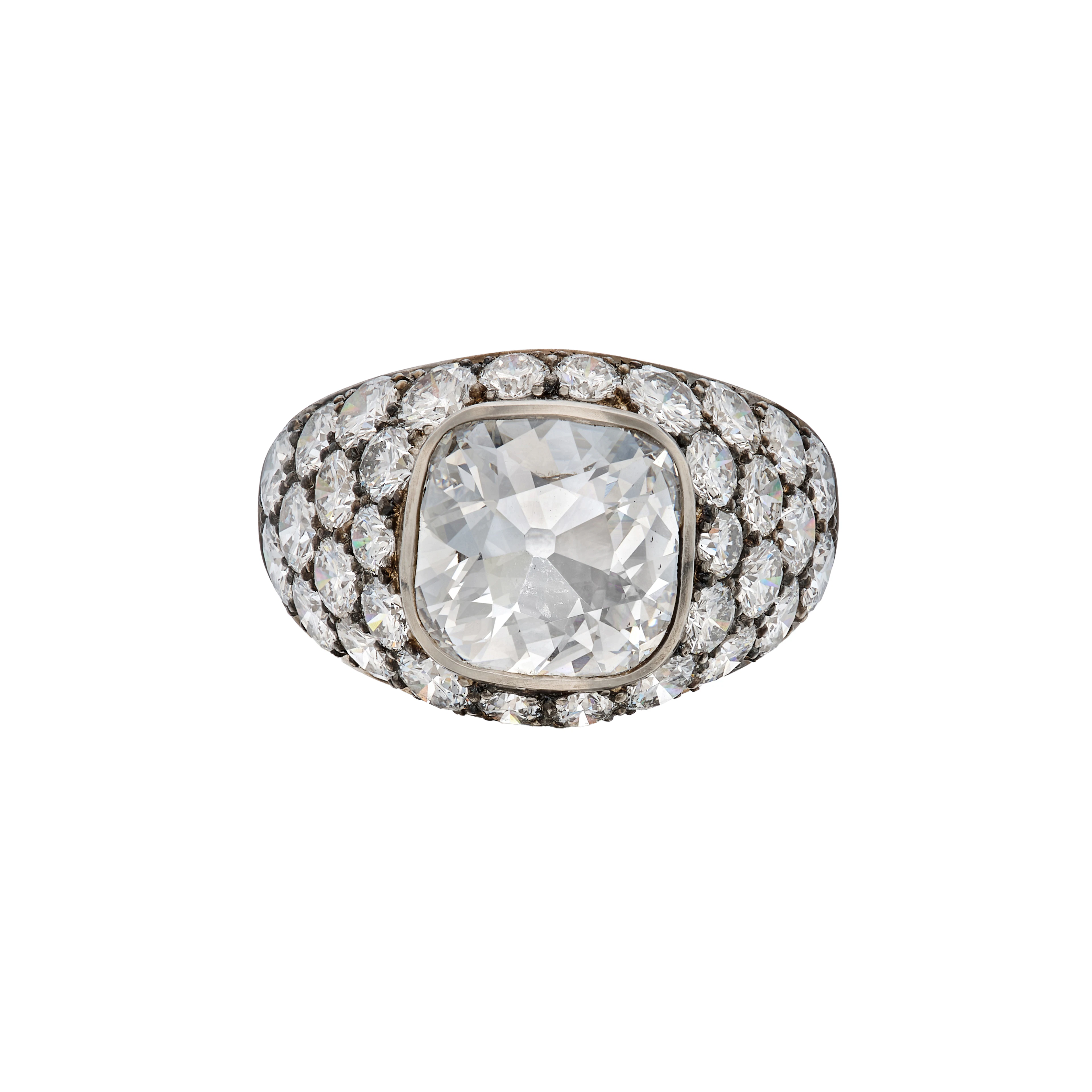 Platinum, 2.22ct Old Mine Cut Diamond and Diamond Ring