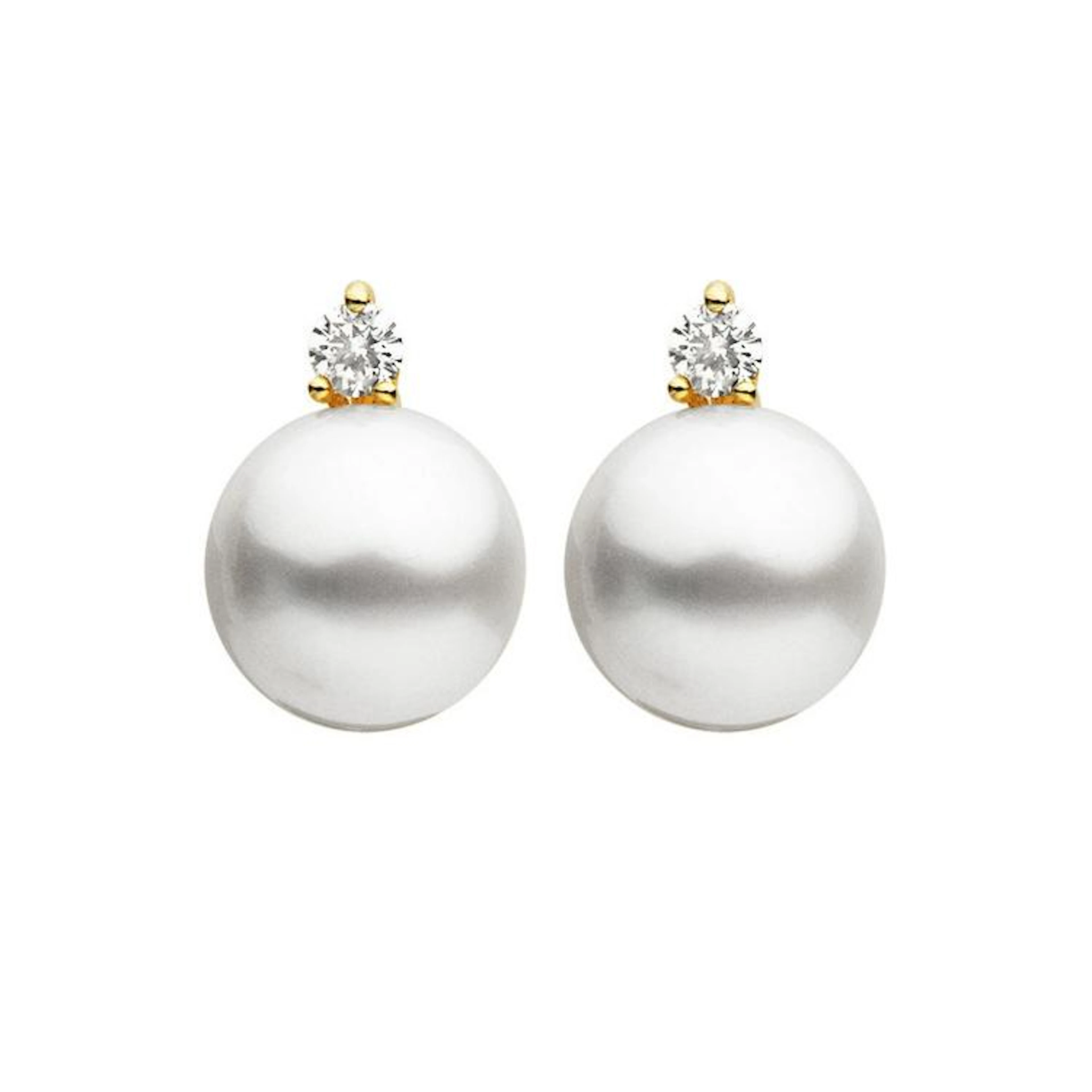 Gold, Cultured Pearl and Diamond Earclips