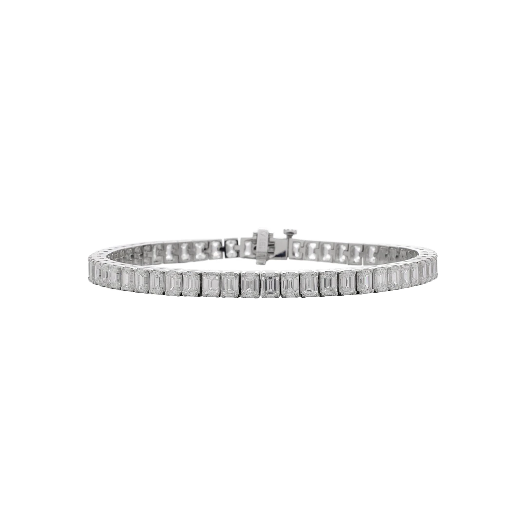 White Gold and 11.00ctw Emerald Cut Diamond Tennis Bracelet