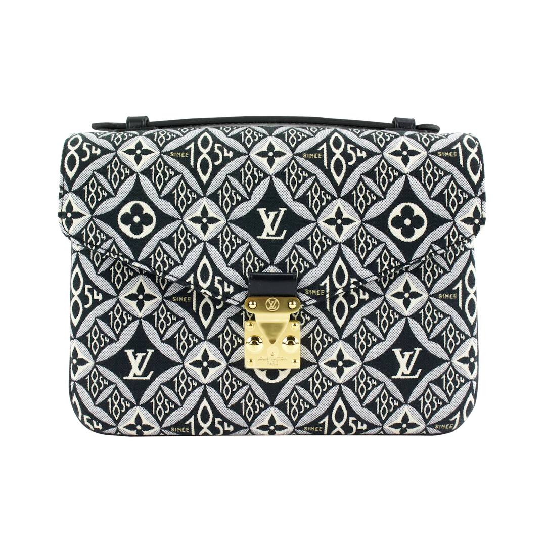 Black Since 1854 Jacquard Textile Pochette Metis Gold Tone Hardware