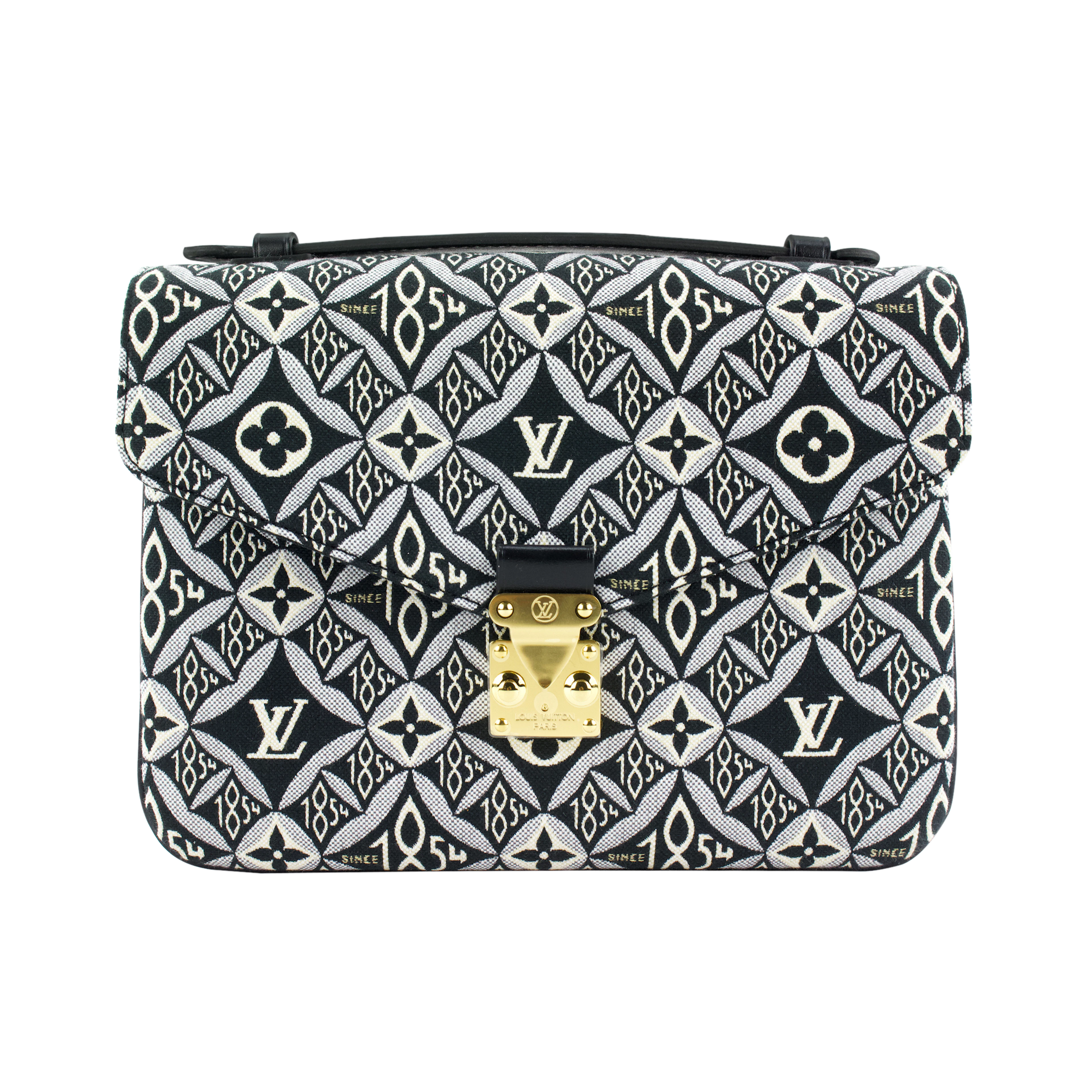 Black Since 1854 Jacquard Textile Pochette Metis Gold Tone Hardware