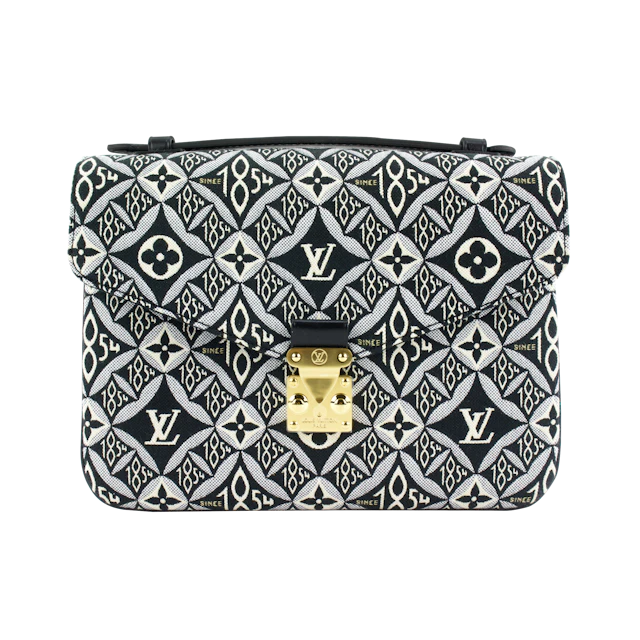 Black Since 1854 Jacquard Textile Pochette Metis Gold Tone Hardware