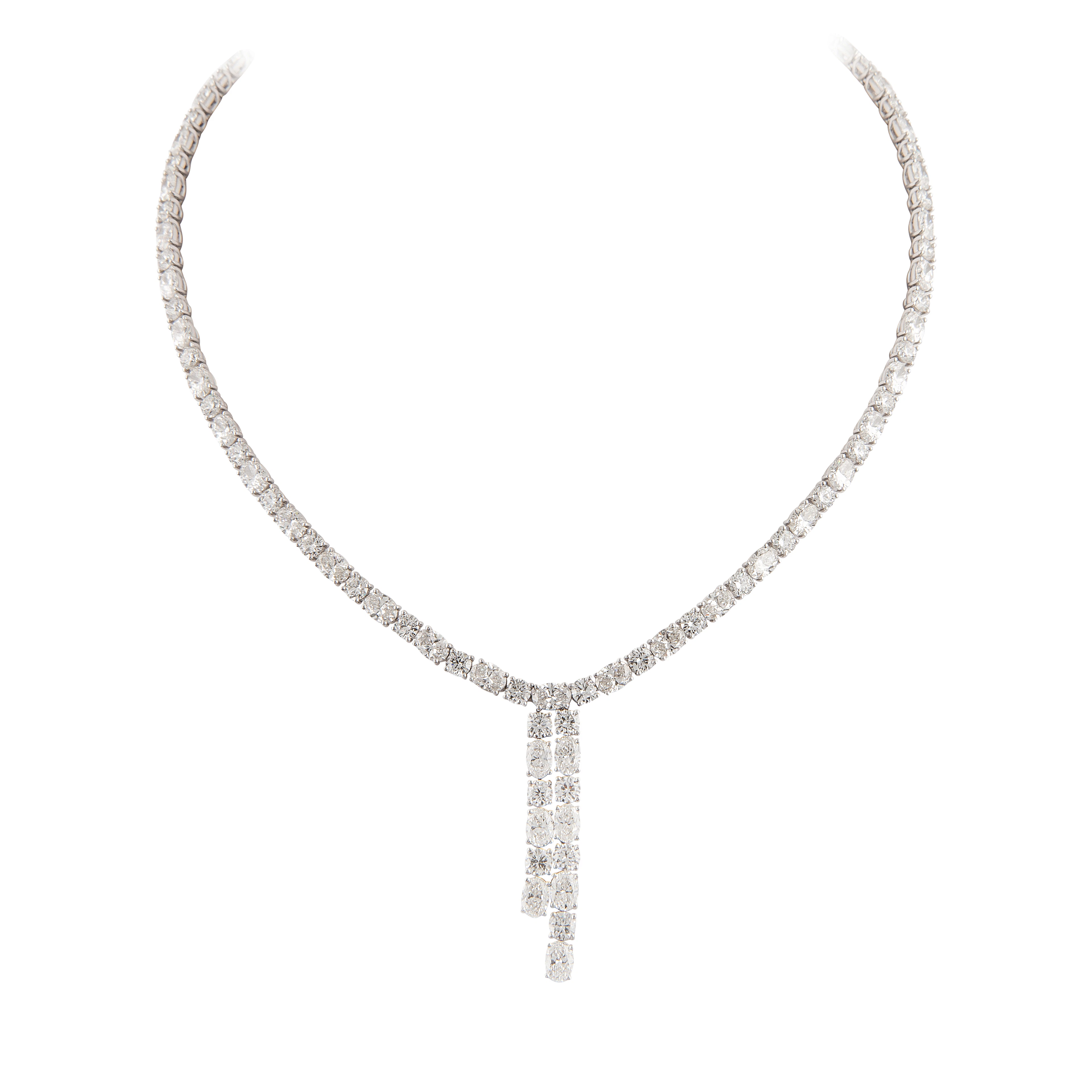 White Gold and 25.05ct Diamond Lariat Necklace