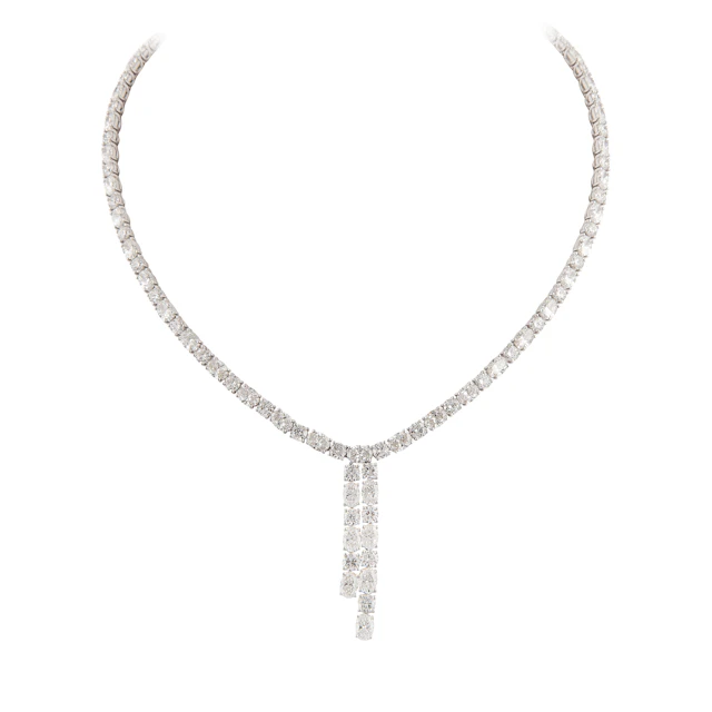 White Gold and 25.05ct Diamond Lariat Necklace