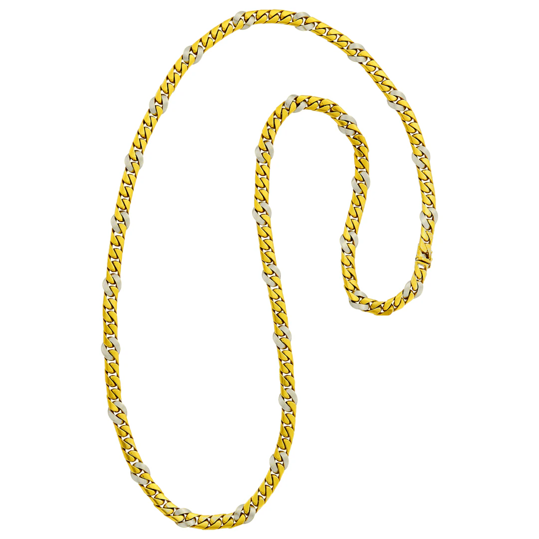 Vintage Gold and White Gold Curb Link Necklace