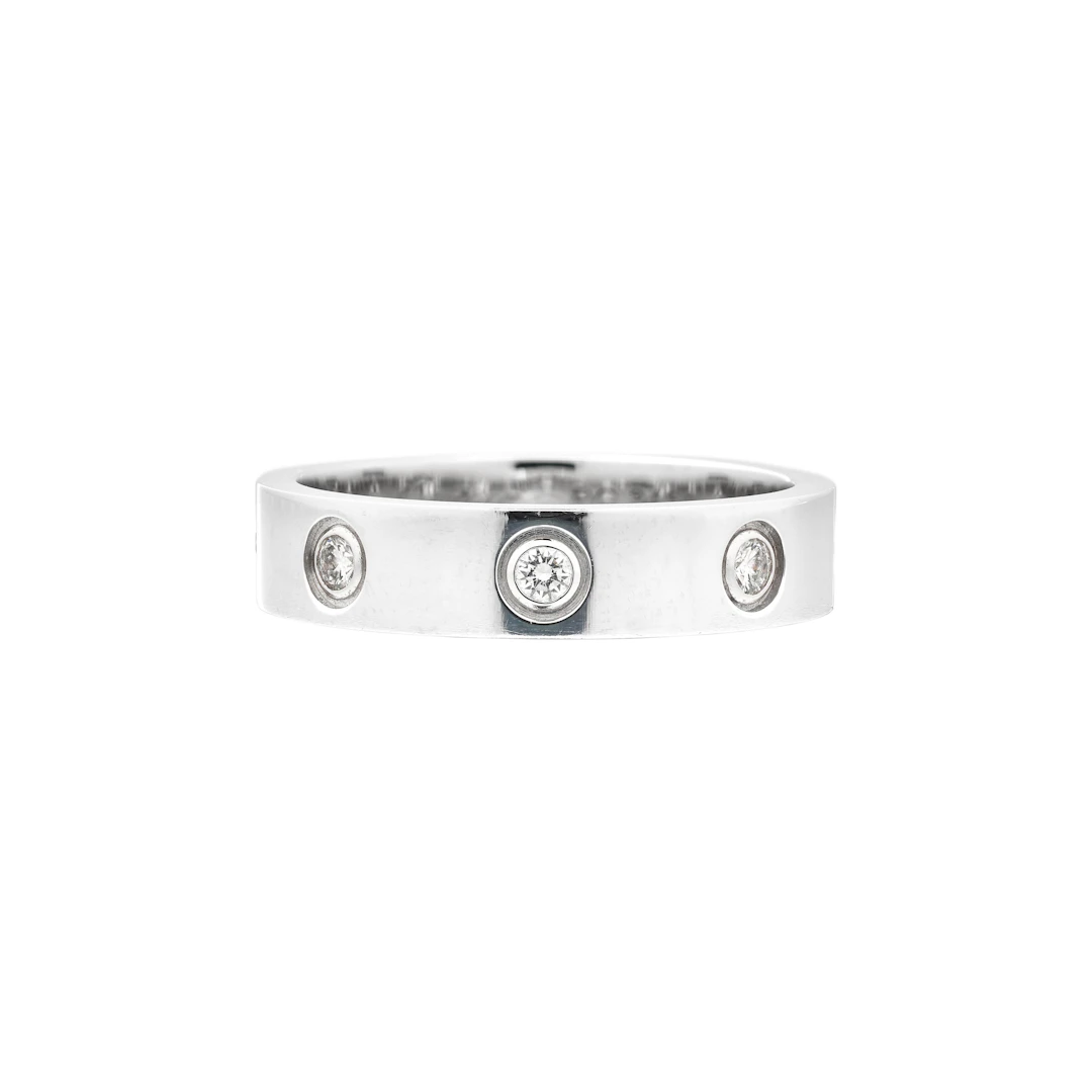 White Gold and 8 Diamond Small Model Love Band Ring