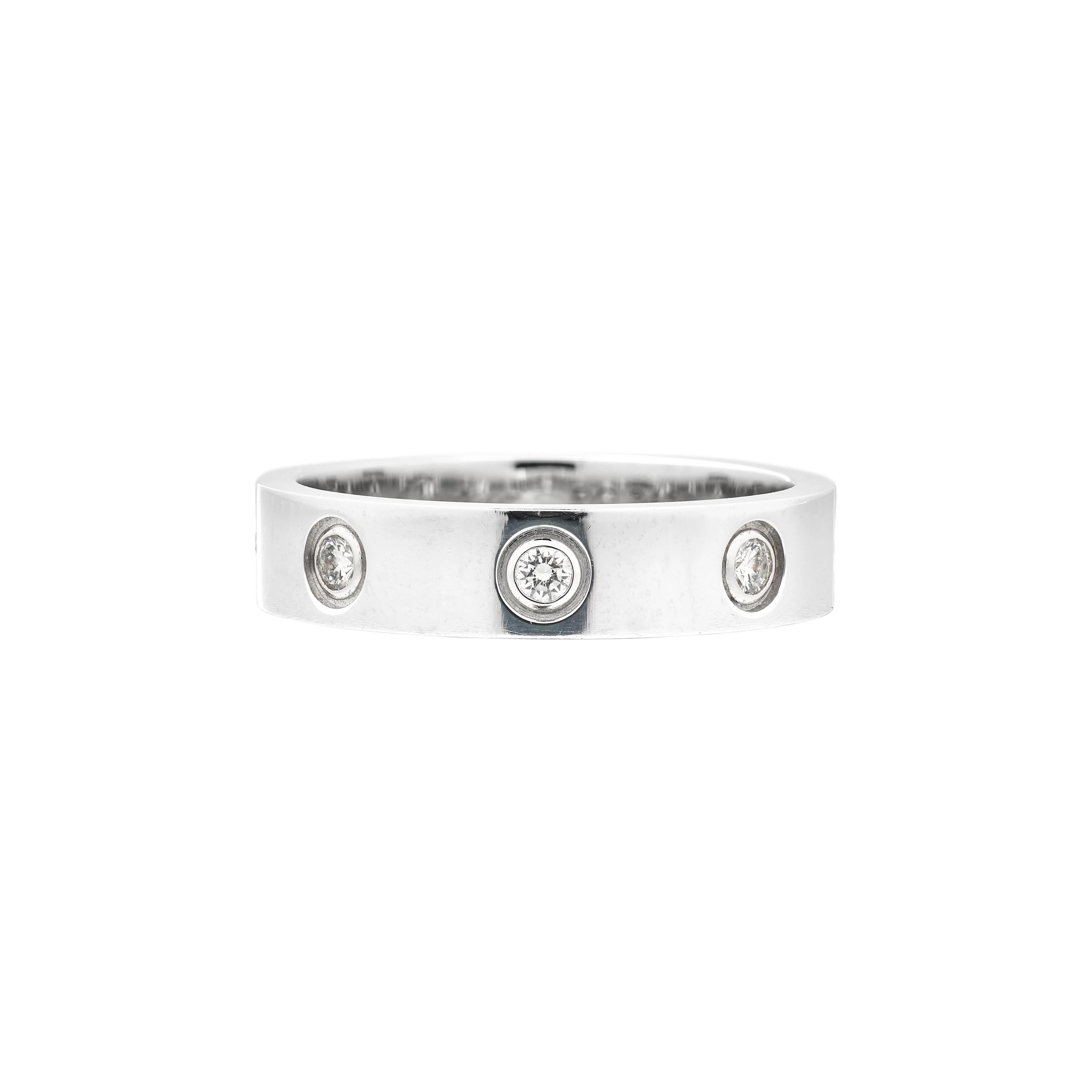 White Gold and 8 Diamond Small Model Love Band Ring