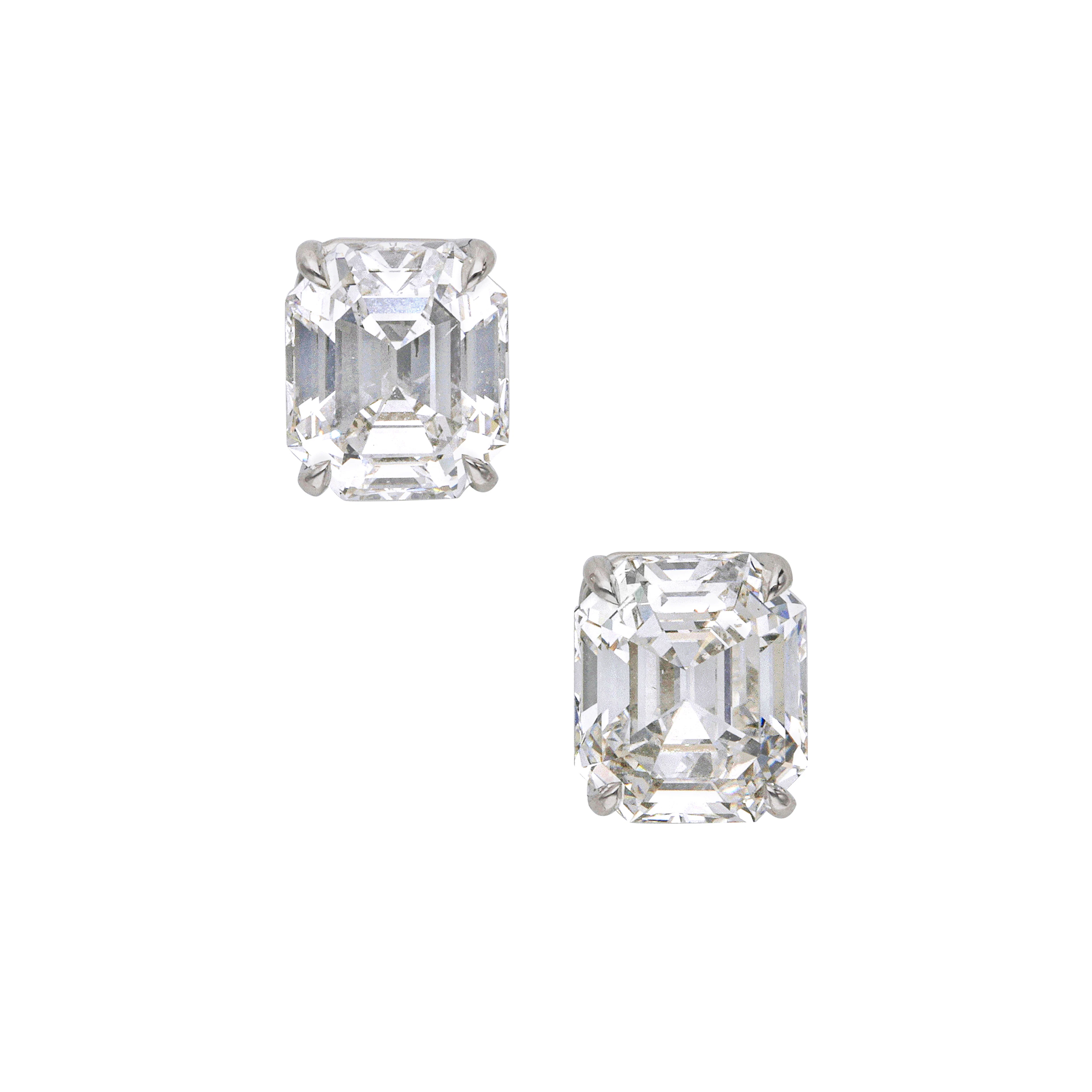 Platinum and 10.33ctw Emerald Cut Diamond Stud Earrings