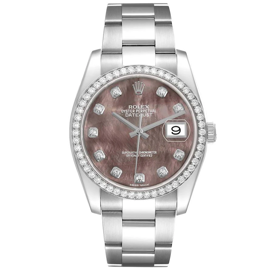 Datejust (Reference 116244). A 36mm white gold stainless steel diamond-set