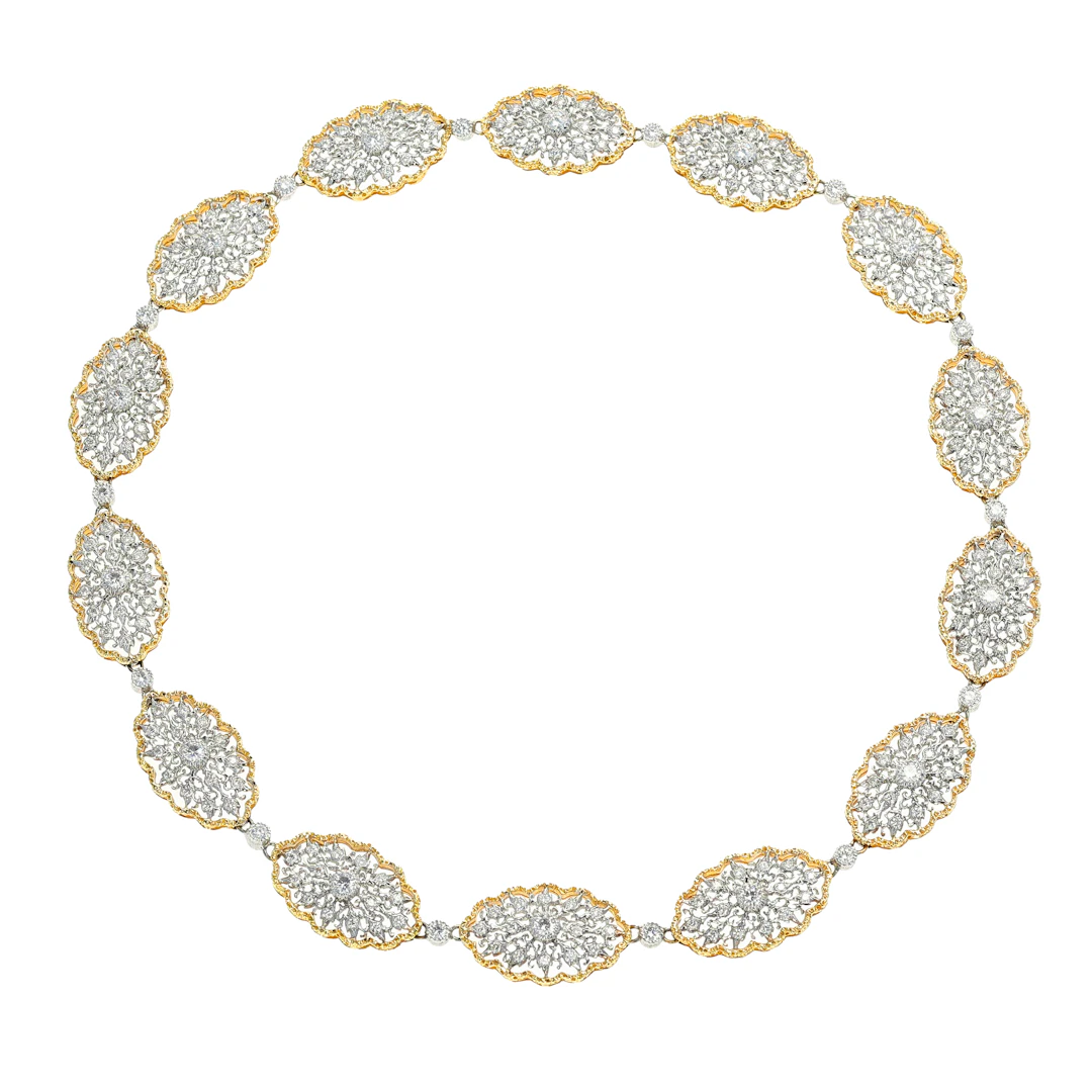 Vintage Gold, White Gold and Diamond Necklace