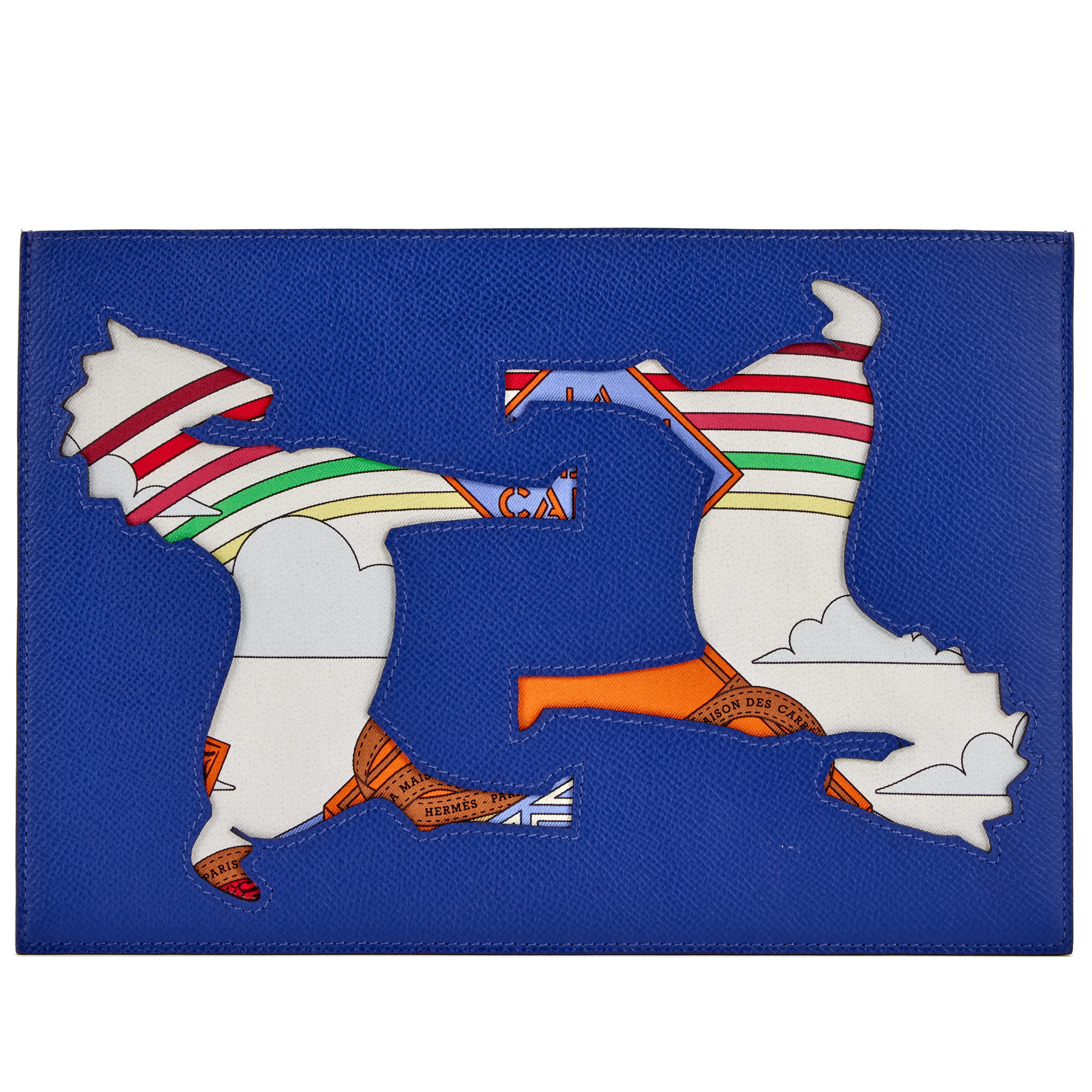 Blue Electric and Anemone Voyage En Etoffes Scarf Print Cutout Petit Pouch